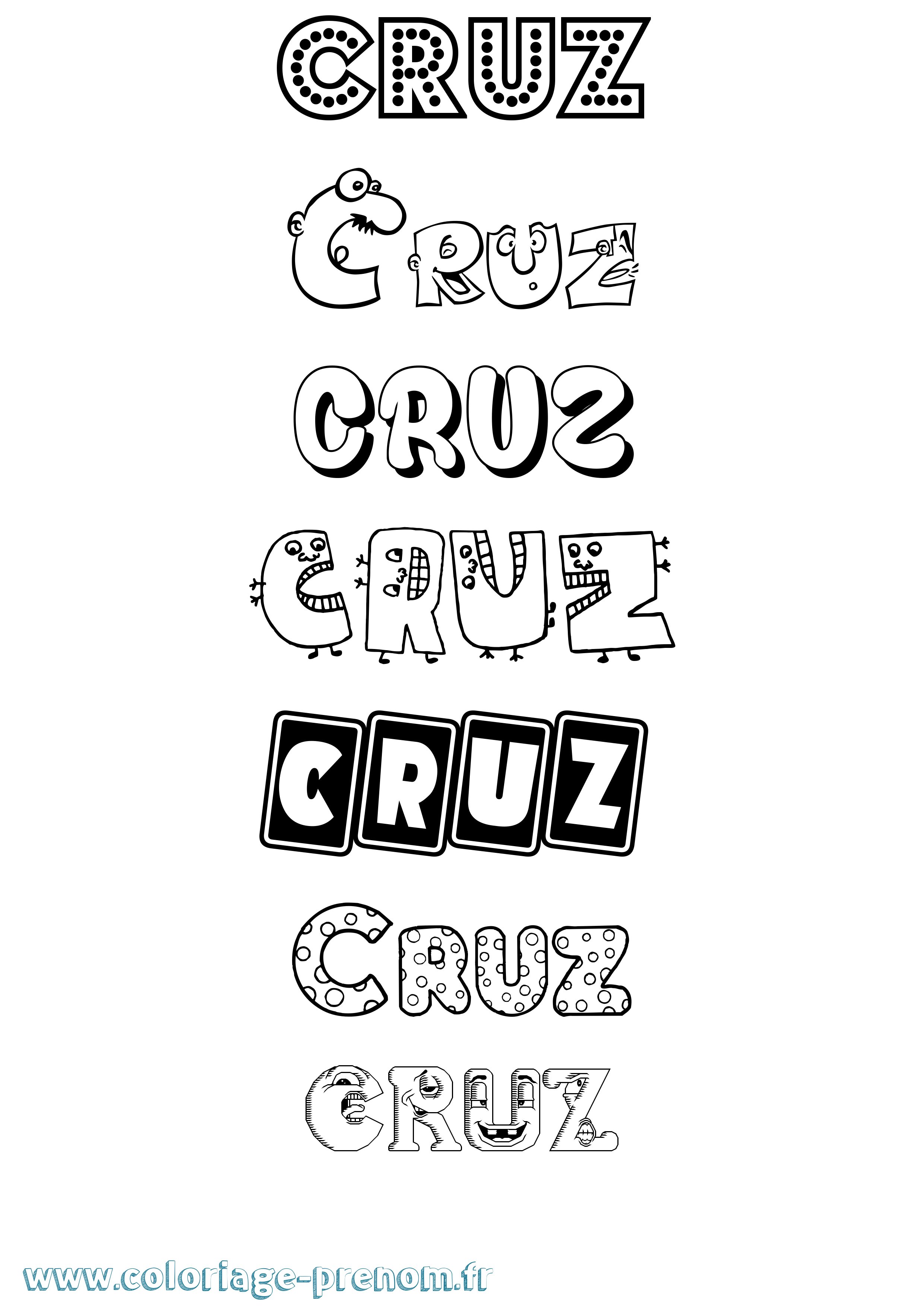 Coloriage prénom Cruz Fun