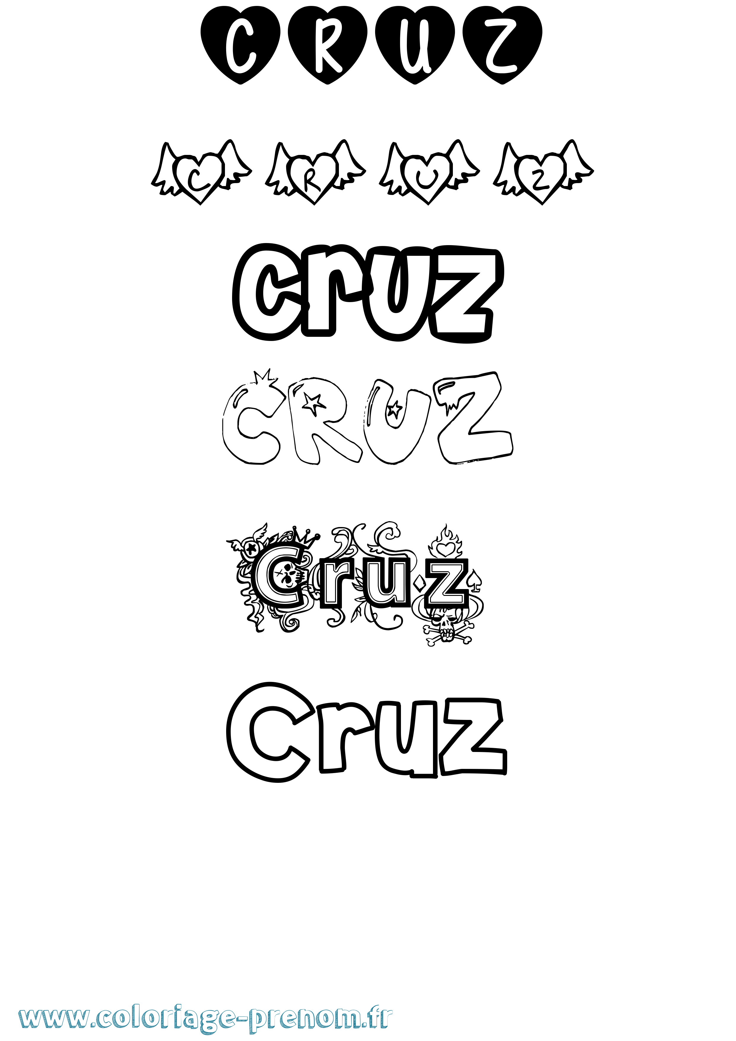 Coloriage prénom Cruz Girly