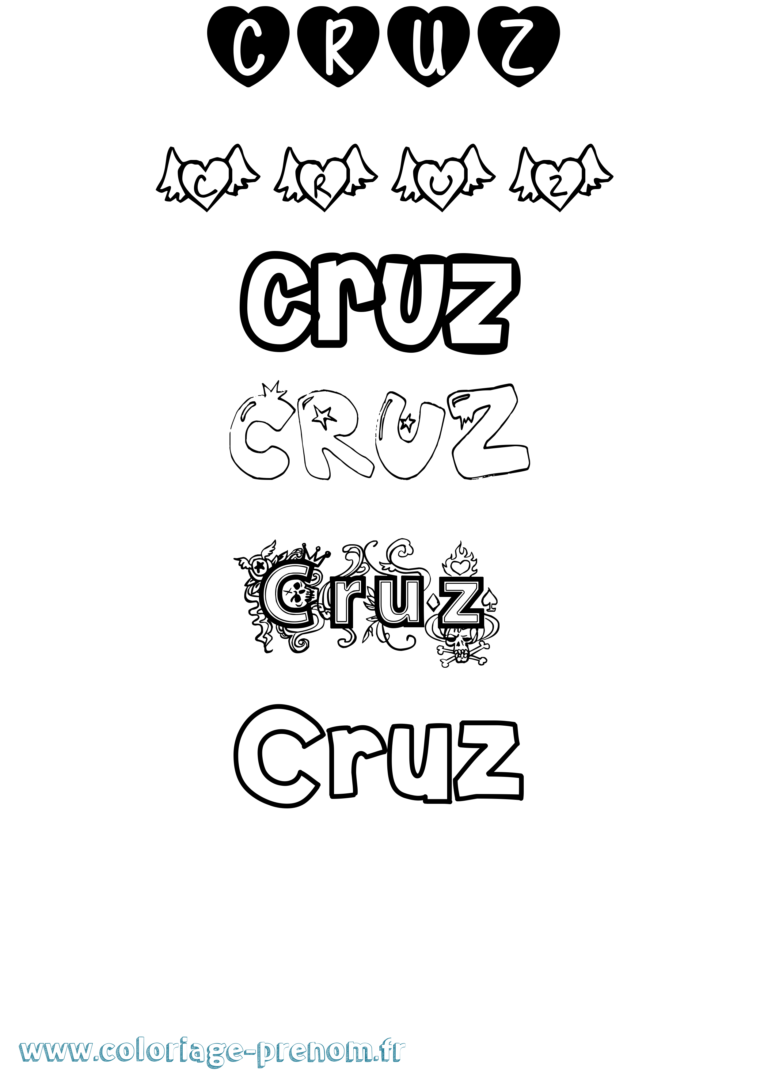 Coloriage Cruz Girly Coloriage prénom Cruz Girly