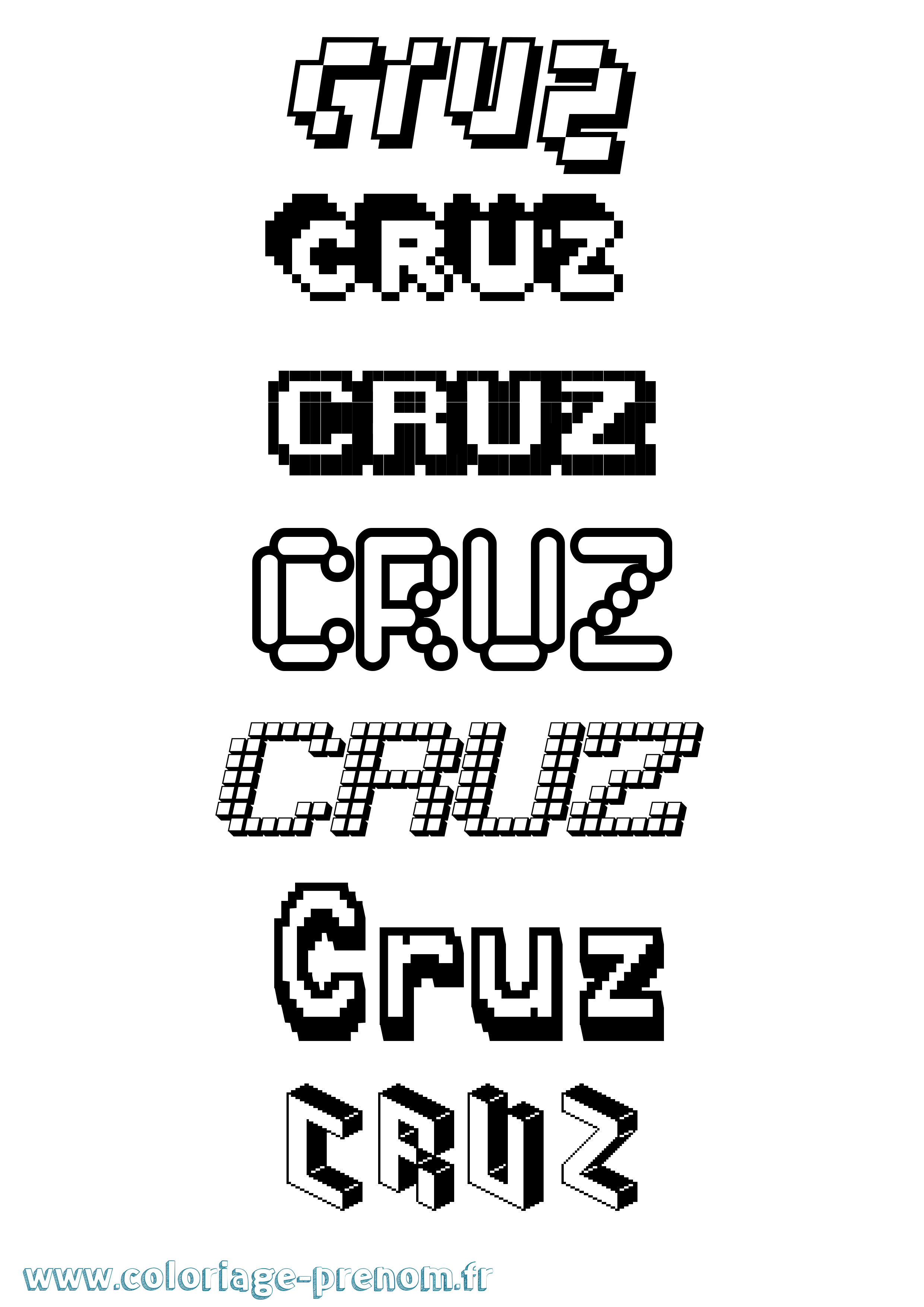 Coloriage prénom Cruz Pixel