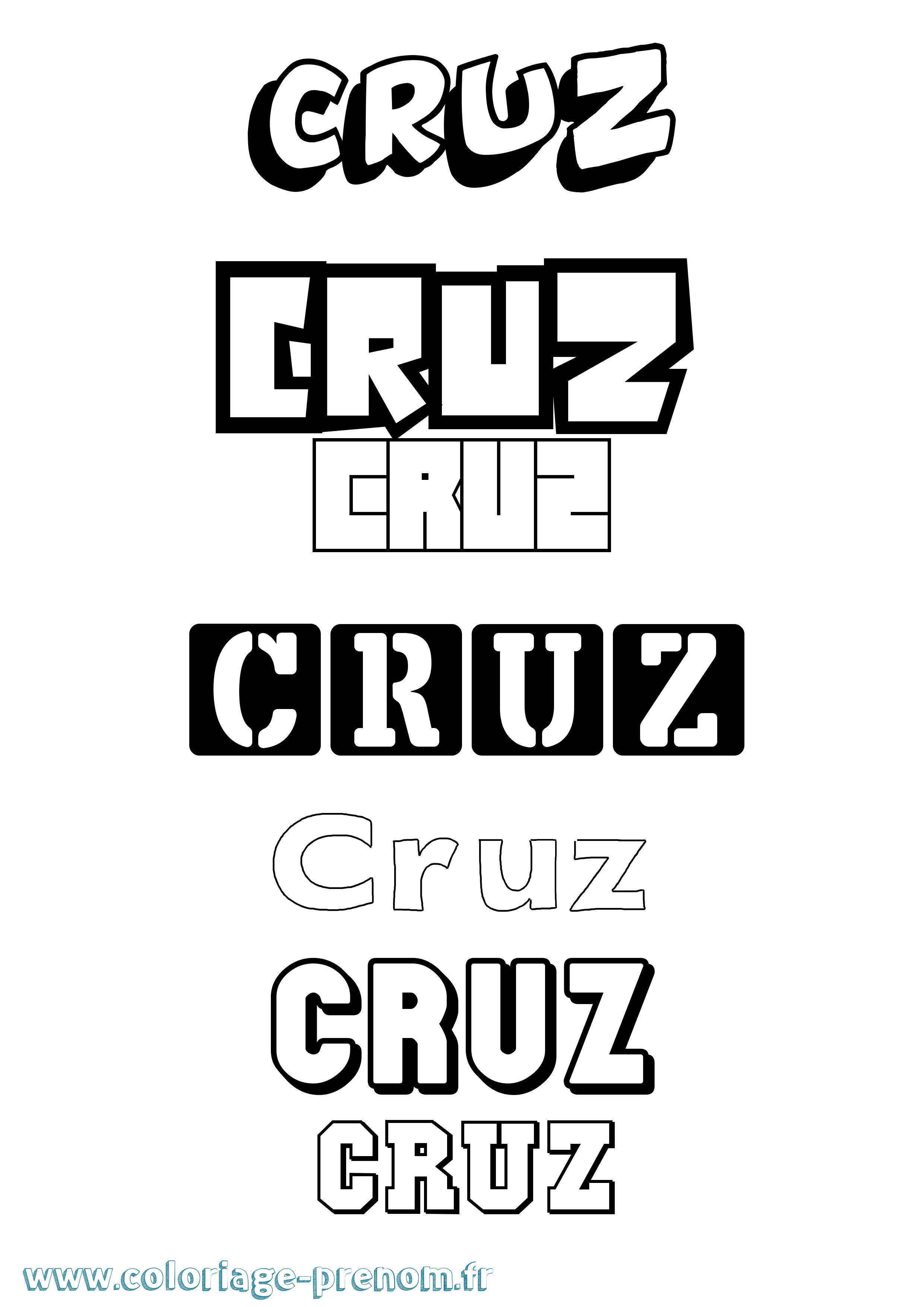 Coloriage Cruz Simple Coloriage prénom Cruz Simple