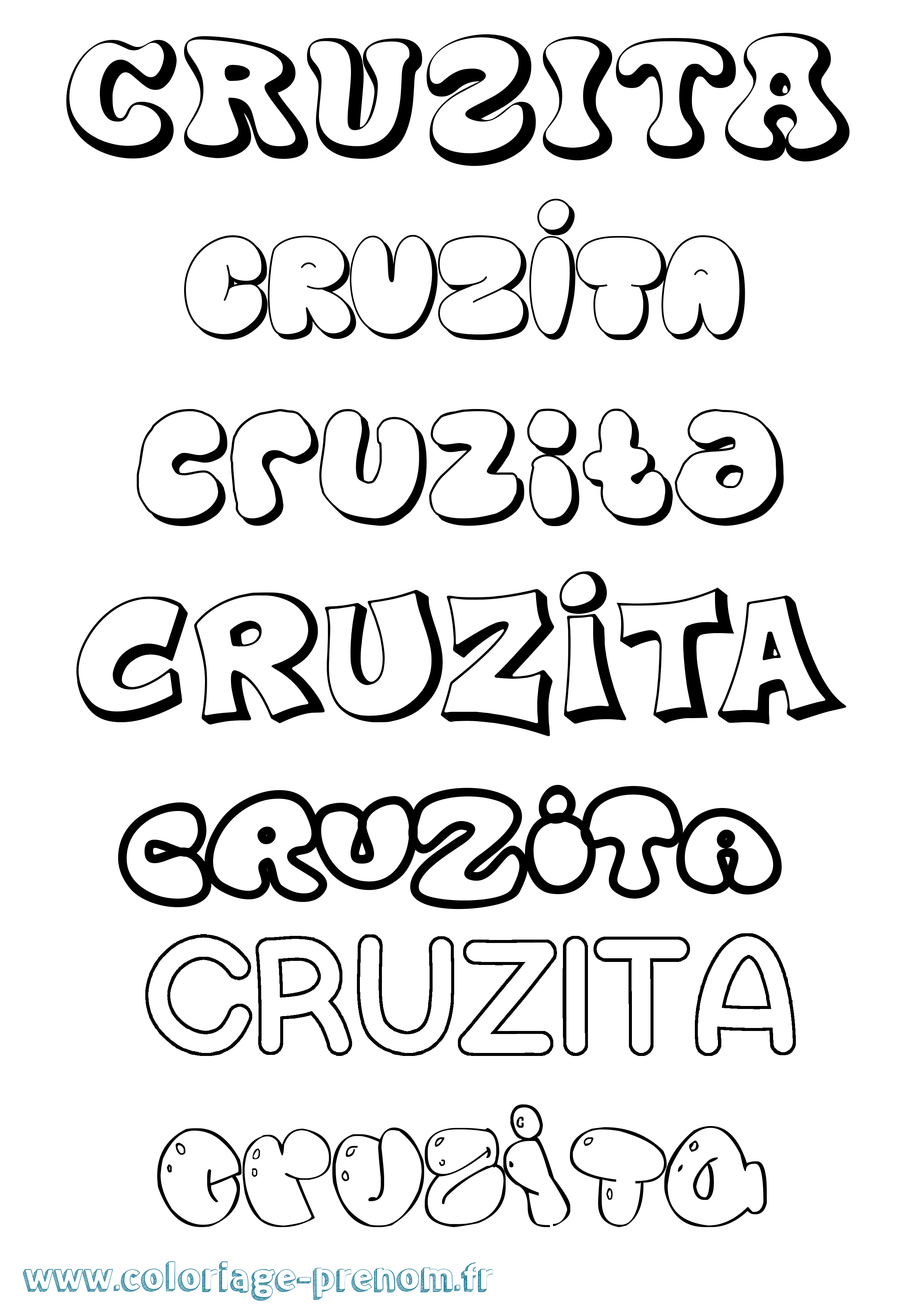 Coloriage Cruzita Bubble Coloriage prénom Cruzita Bubble