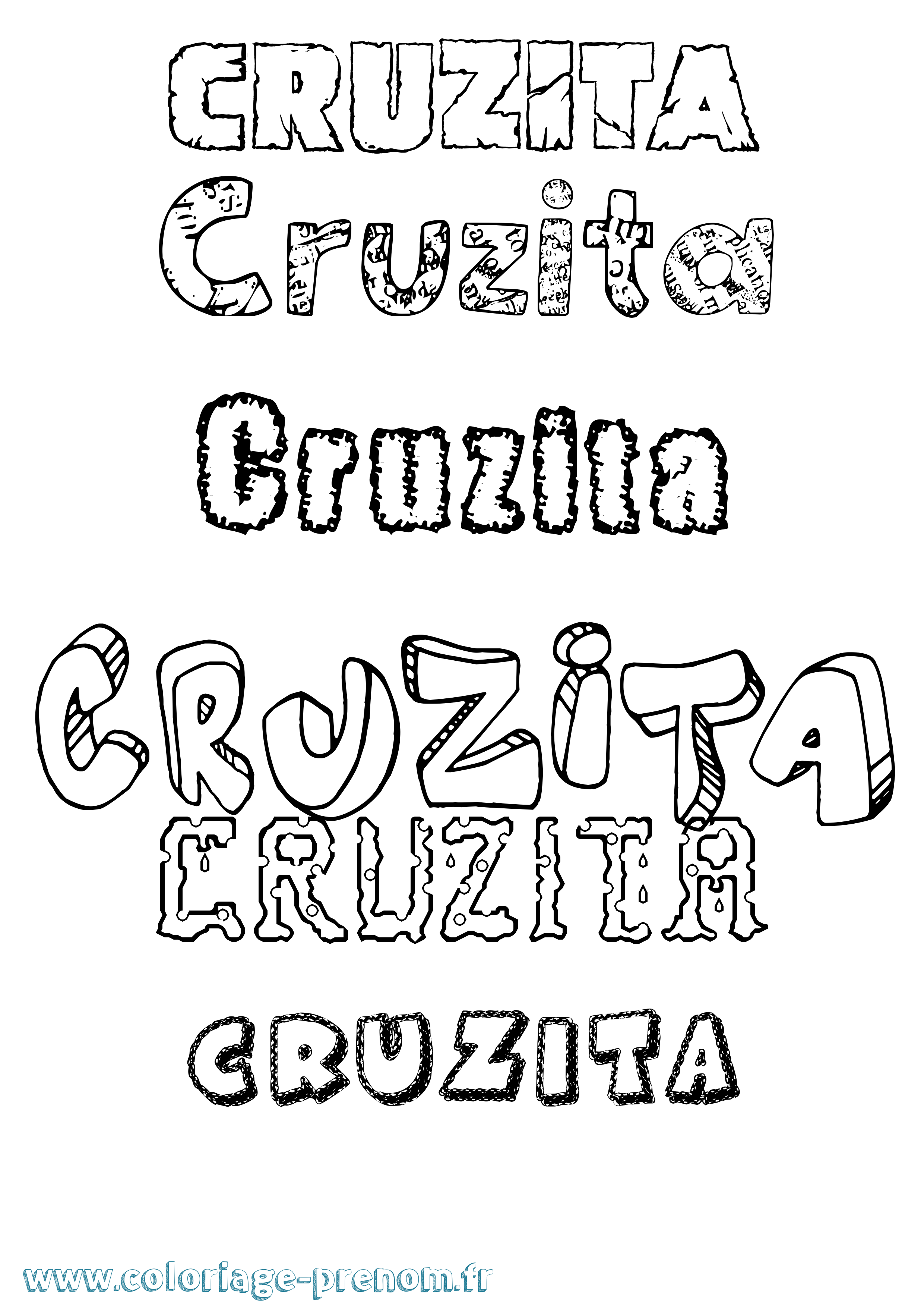 Coloriage Cruzita Destructuré Coloriage prénom Cruzita Destructuré