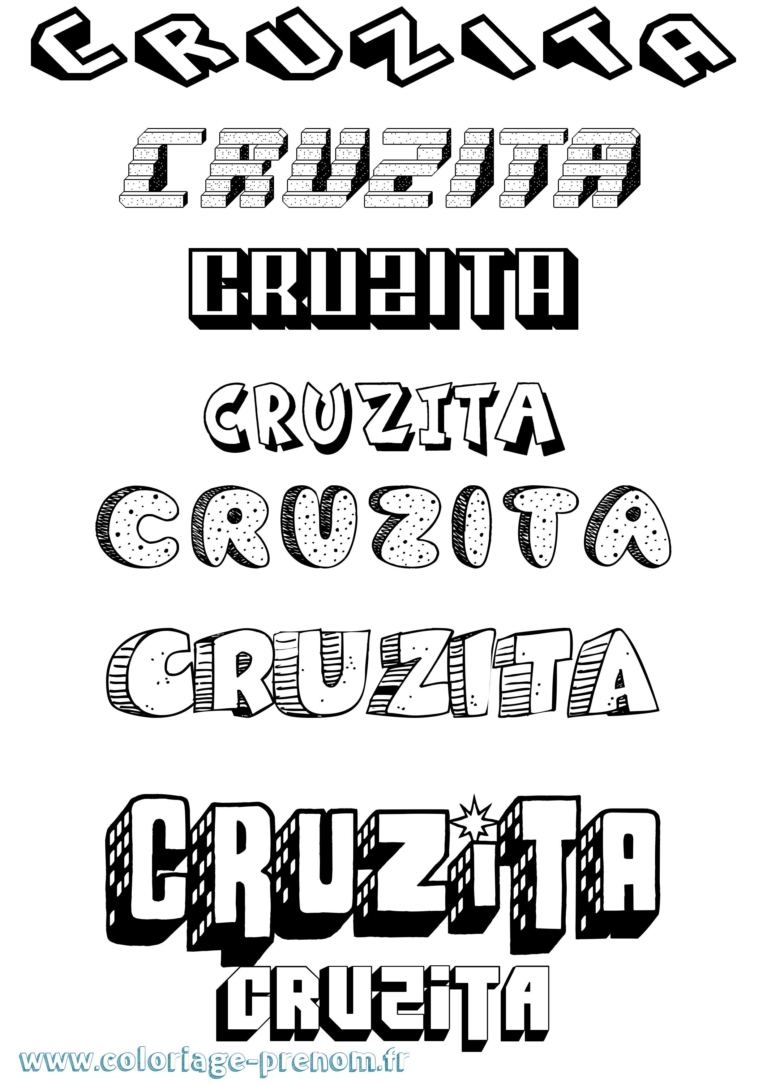 Coloriage Cruzita Effet 3D Coloriage prénom Cruzita Effet 3D