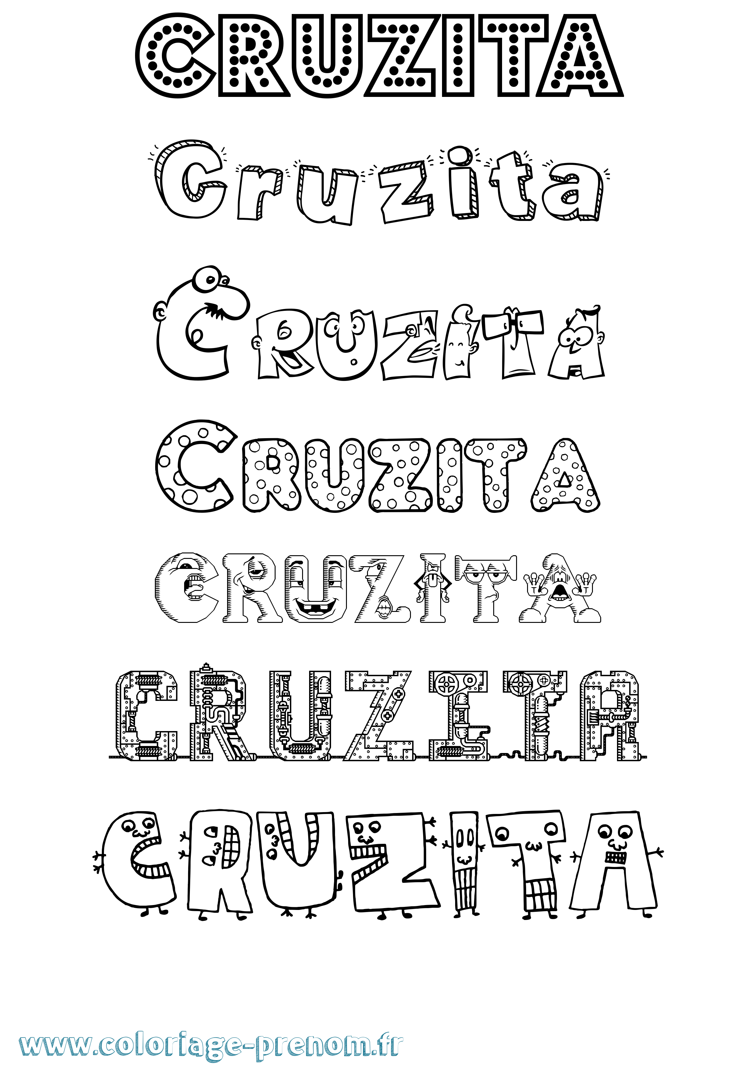 Coloriage Cruzita Fun Coloriage prénom Cruzita Fun