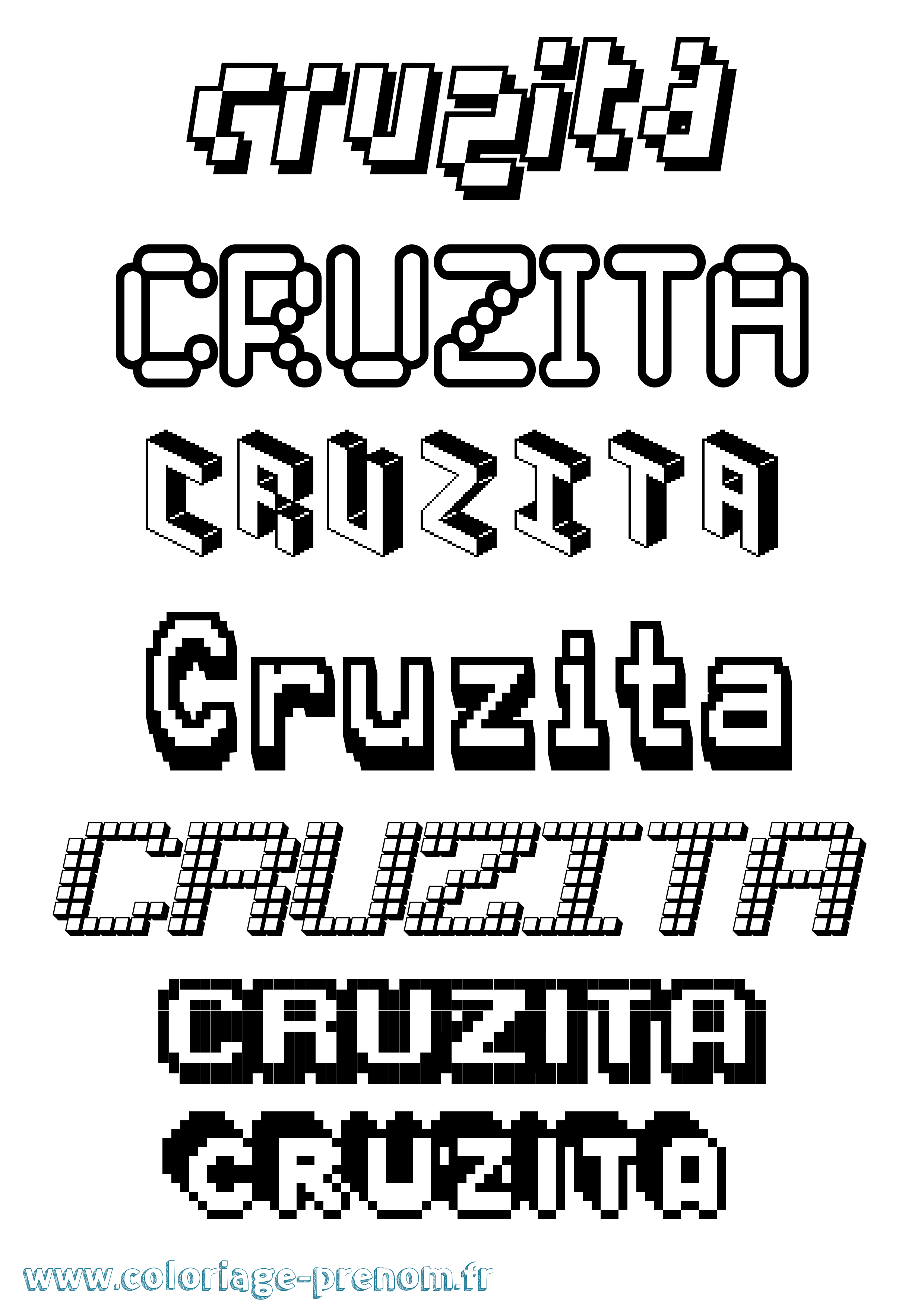 Coloriage prénom Cruzita Pixel