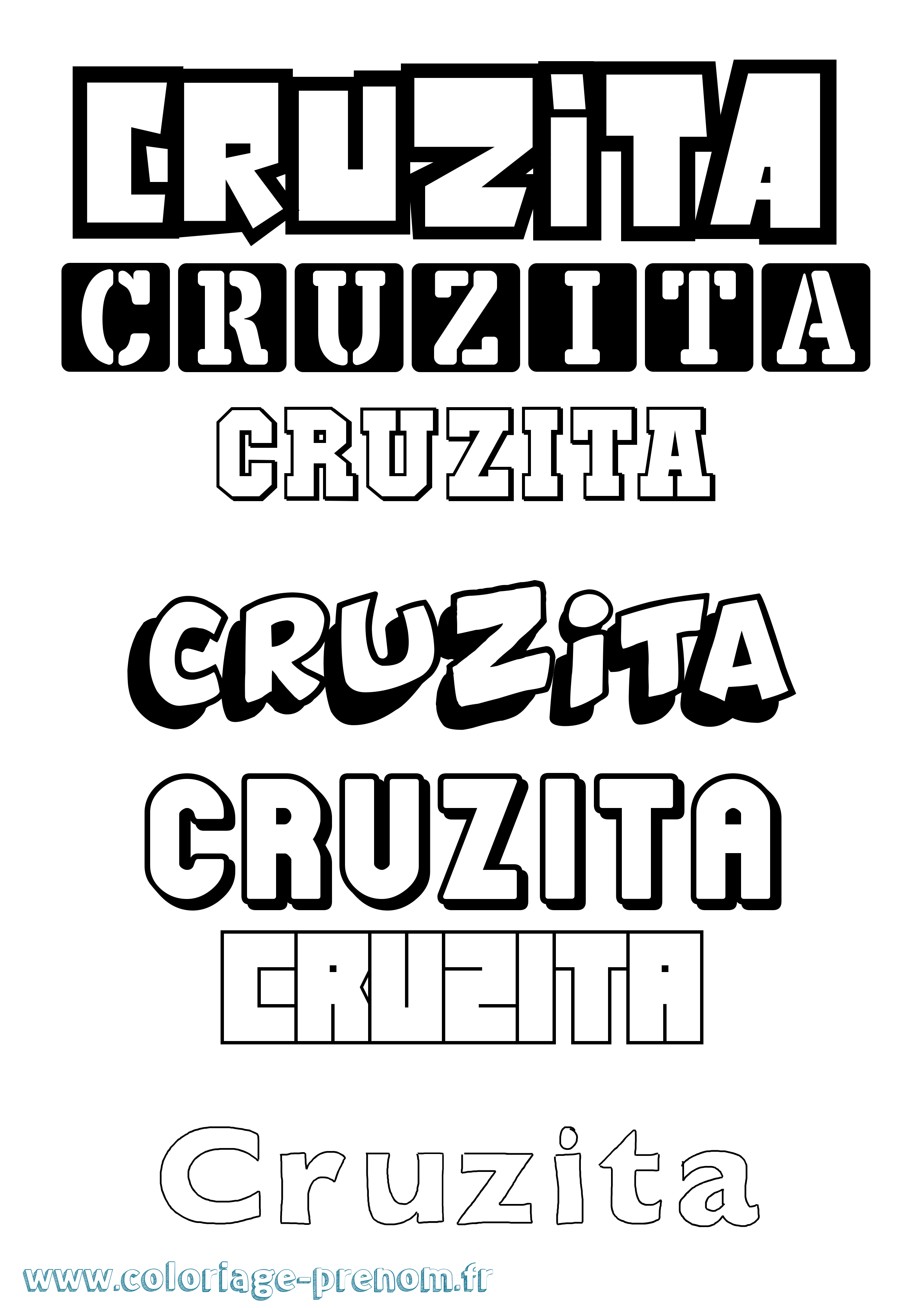 Coloriage prénom Cruzita Simple