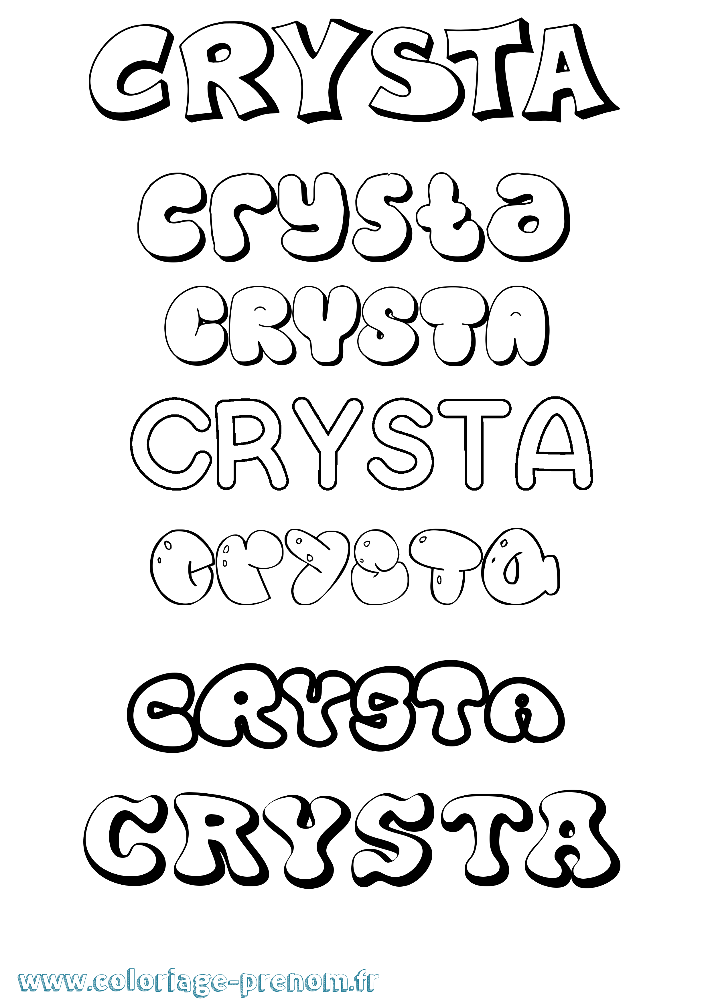 Coloriage prénom Crysta Bubble