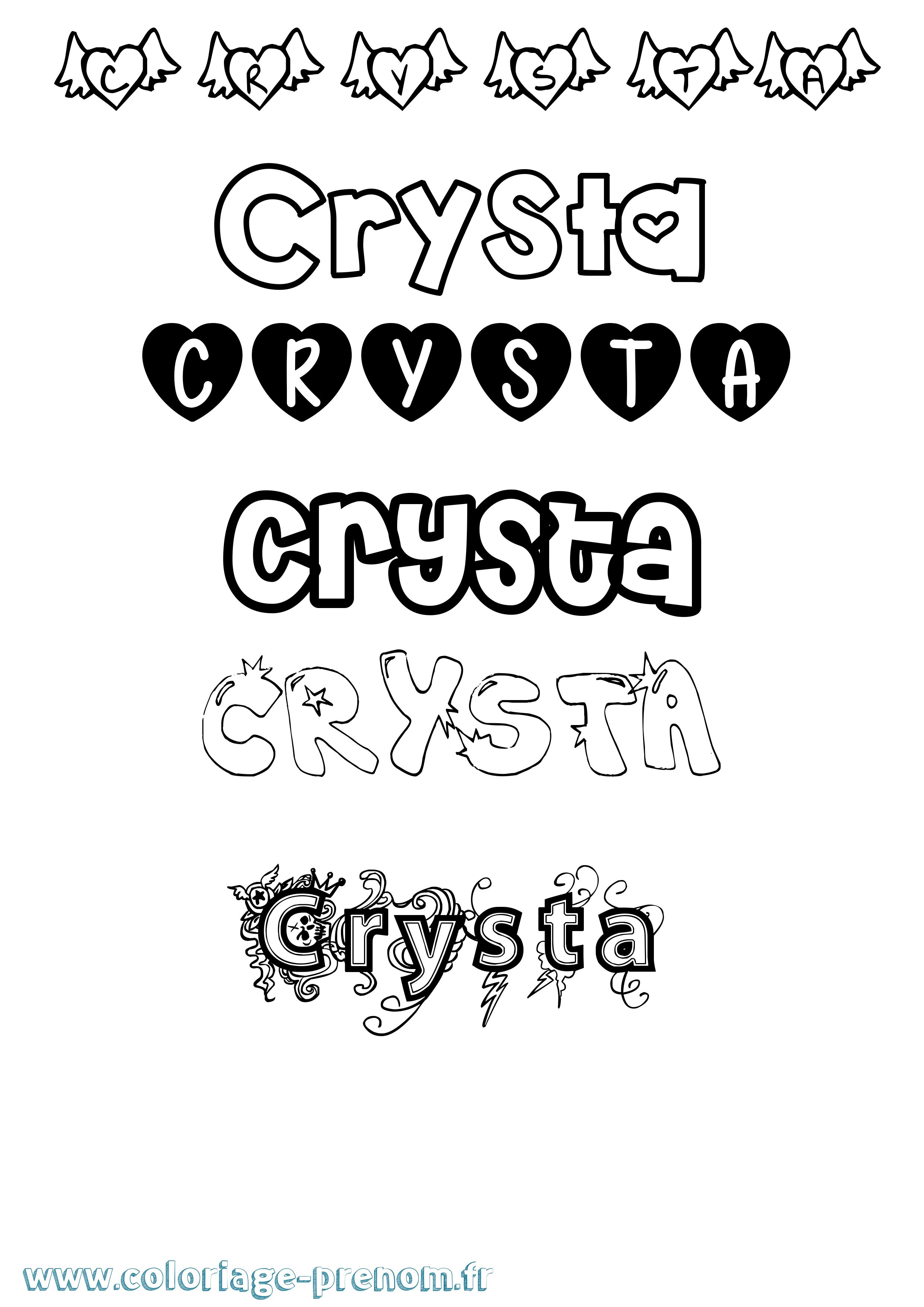 Coloriage prénom Crysta Girly