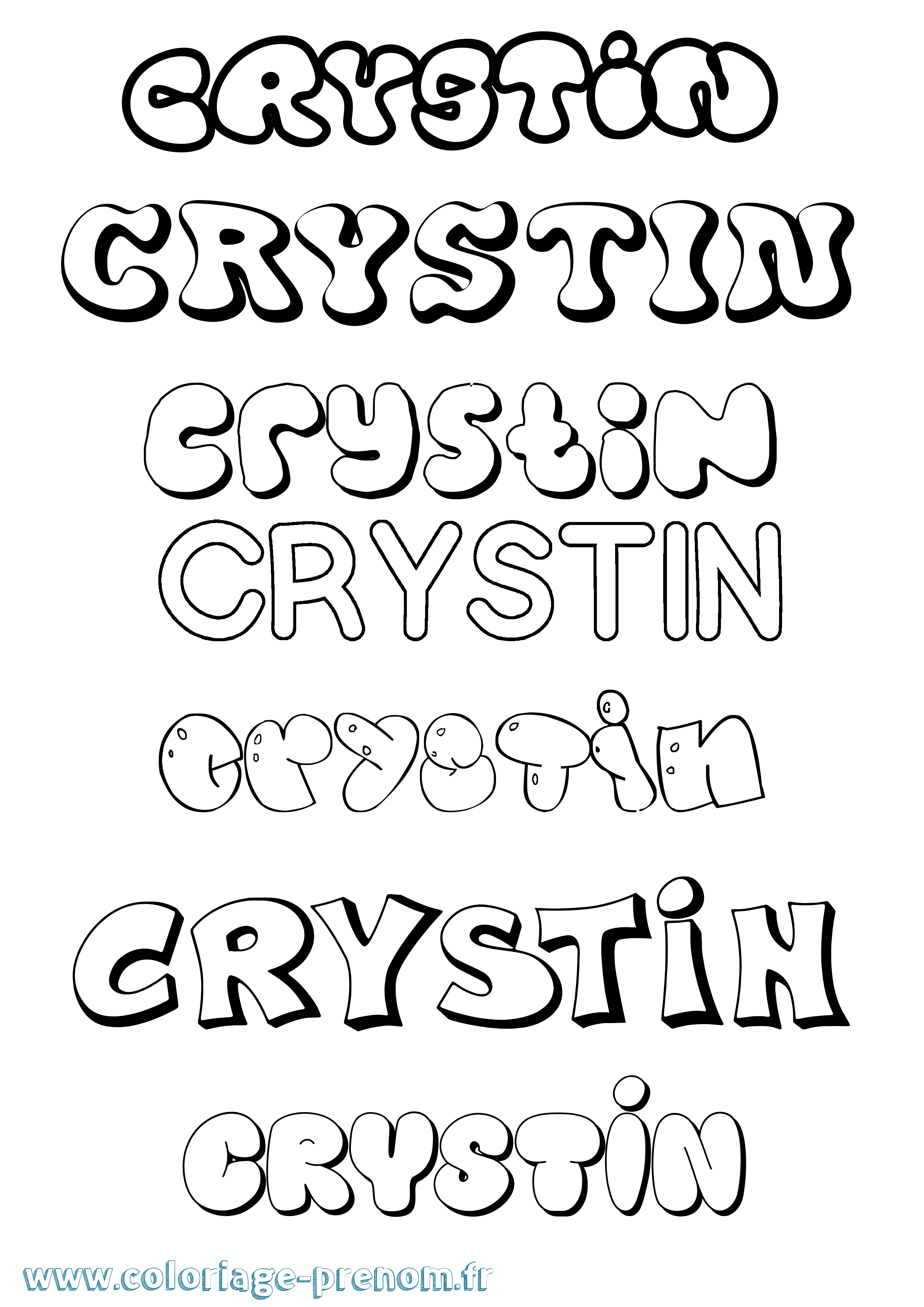 Coloriage prénom Crystin Bubble