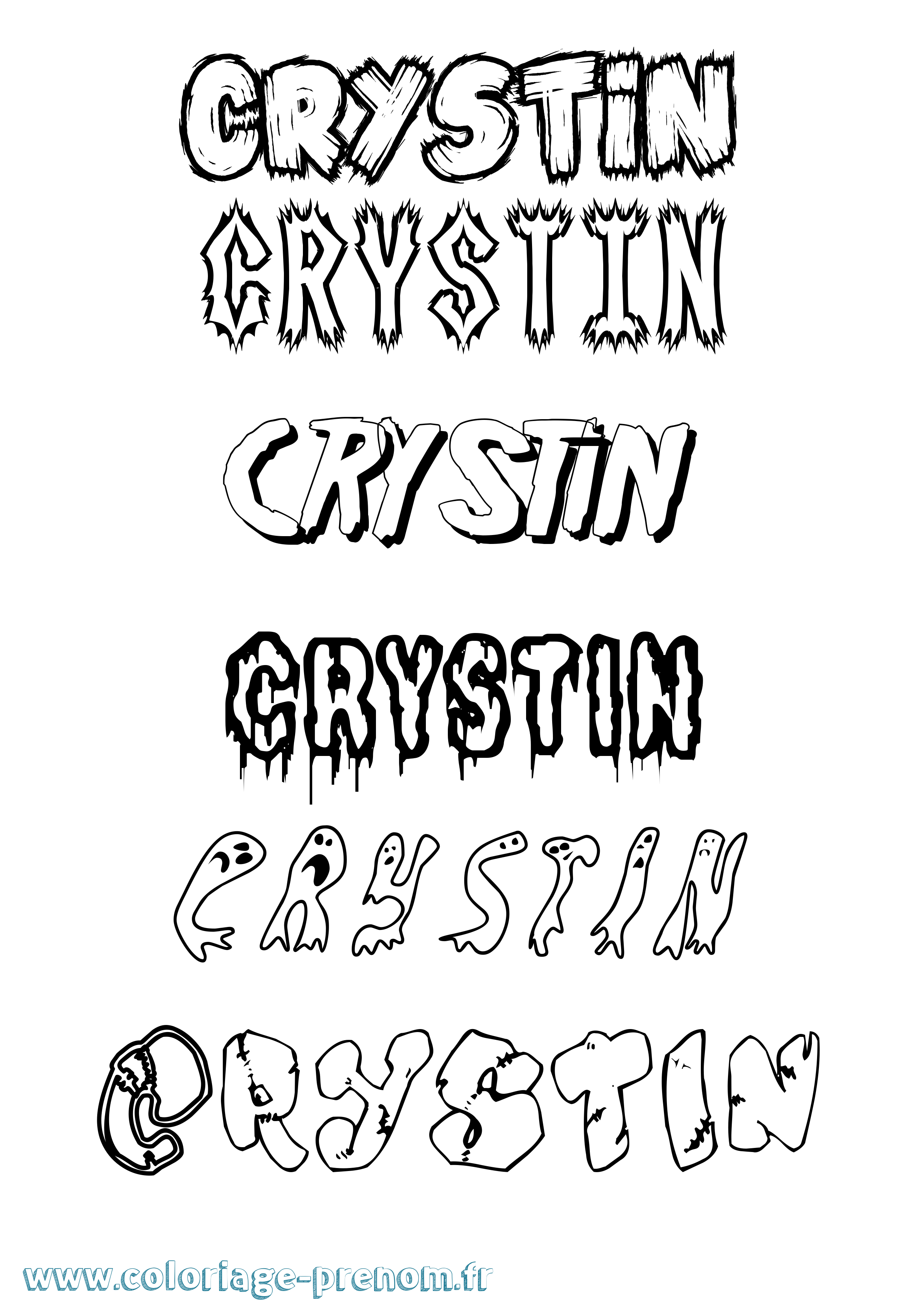 Coloriage prénom Crystin Frisson
