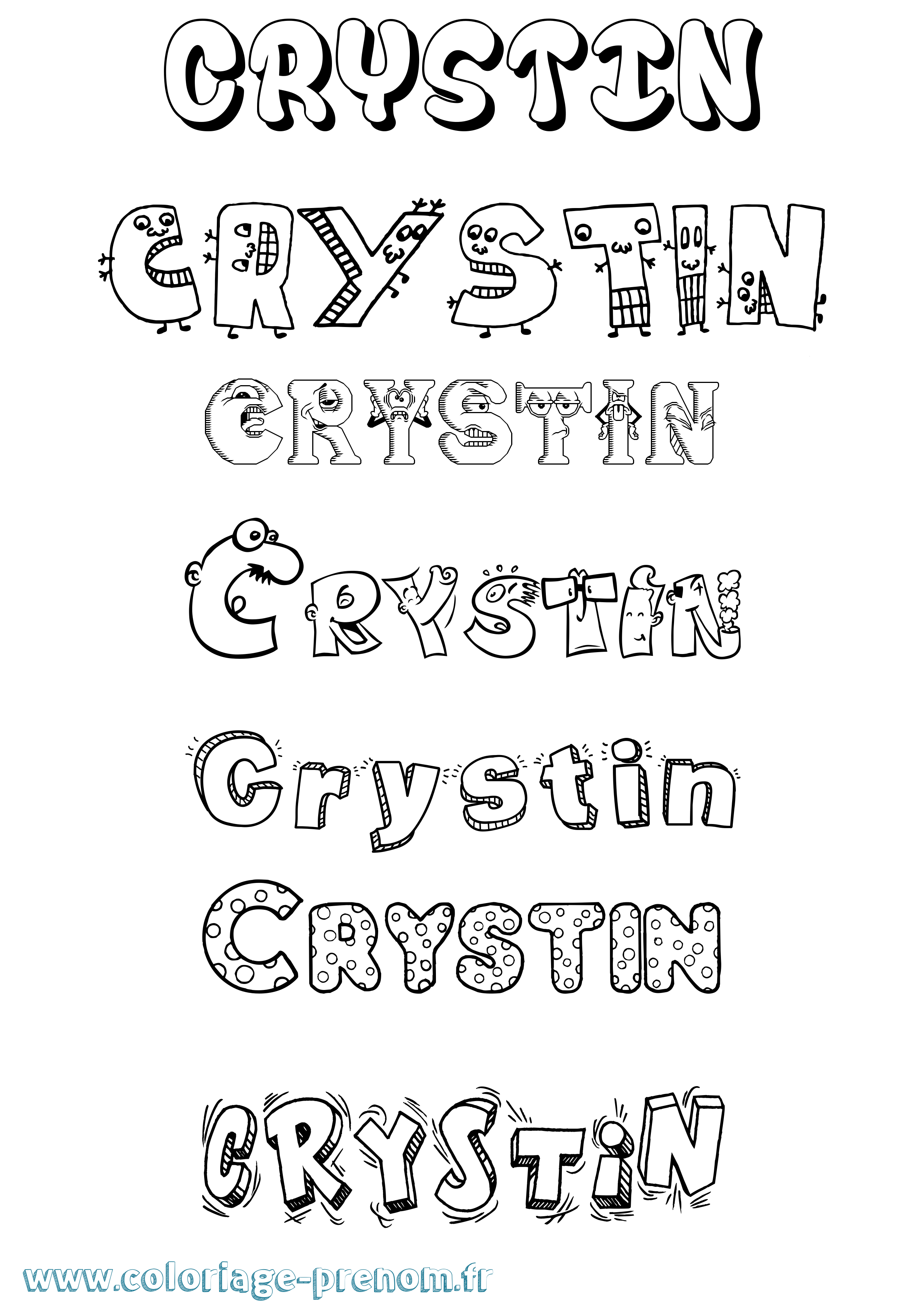 Coloriage prénom Crystin Fun