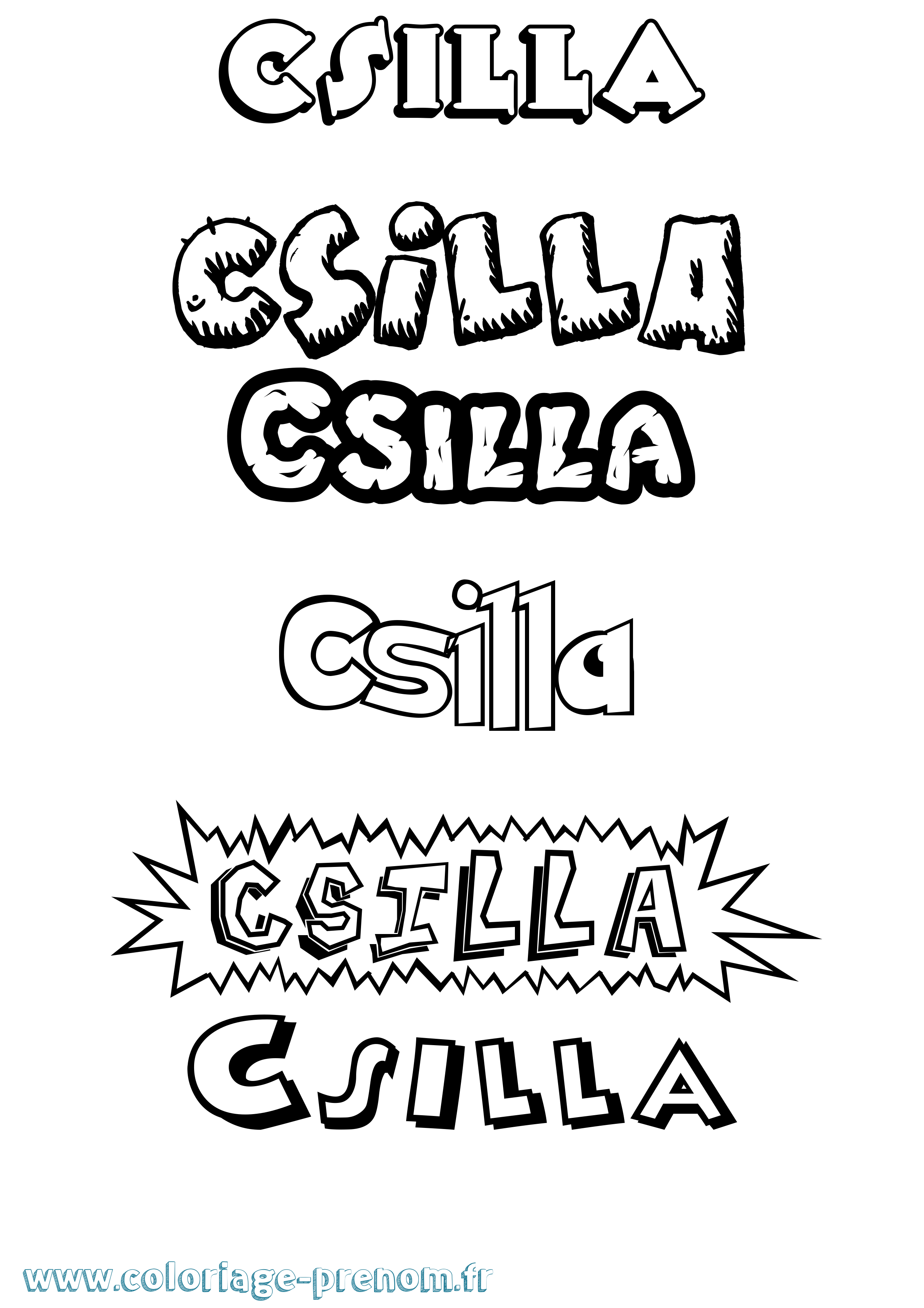 Coloriage Csilla Dessin Animé Coloriage prénom Csilla Dessin Animé