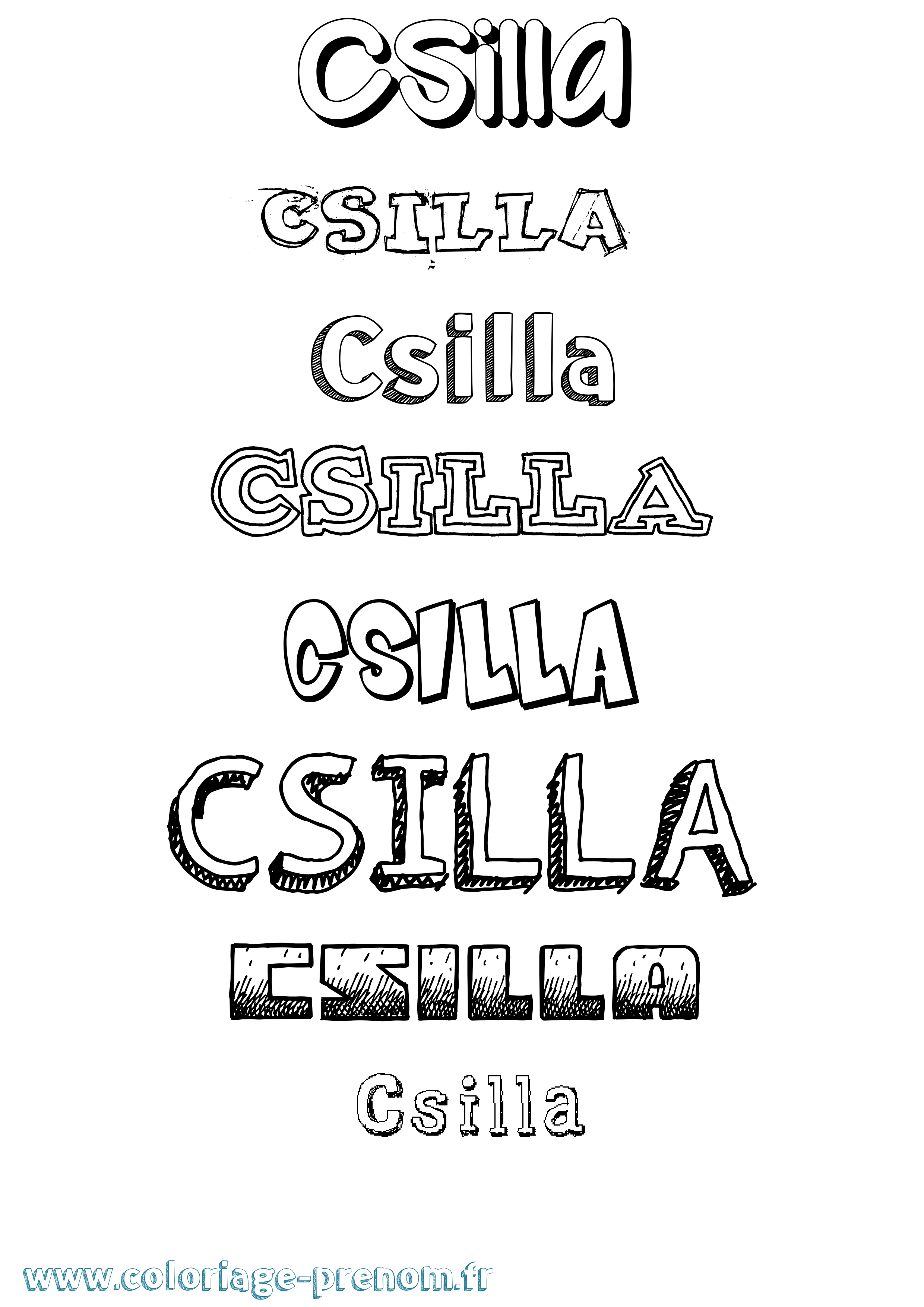 Coloriage Csilla Dessiné Coloriage prénom Csilla Dessiné