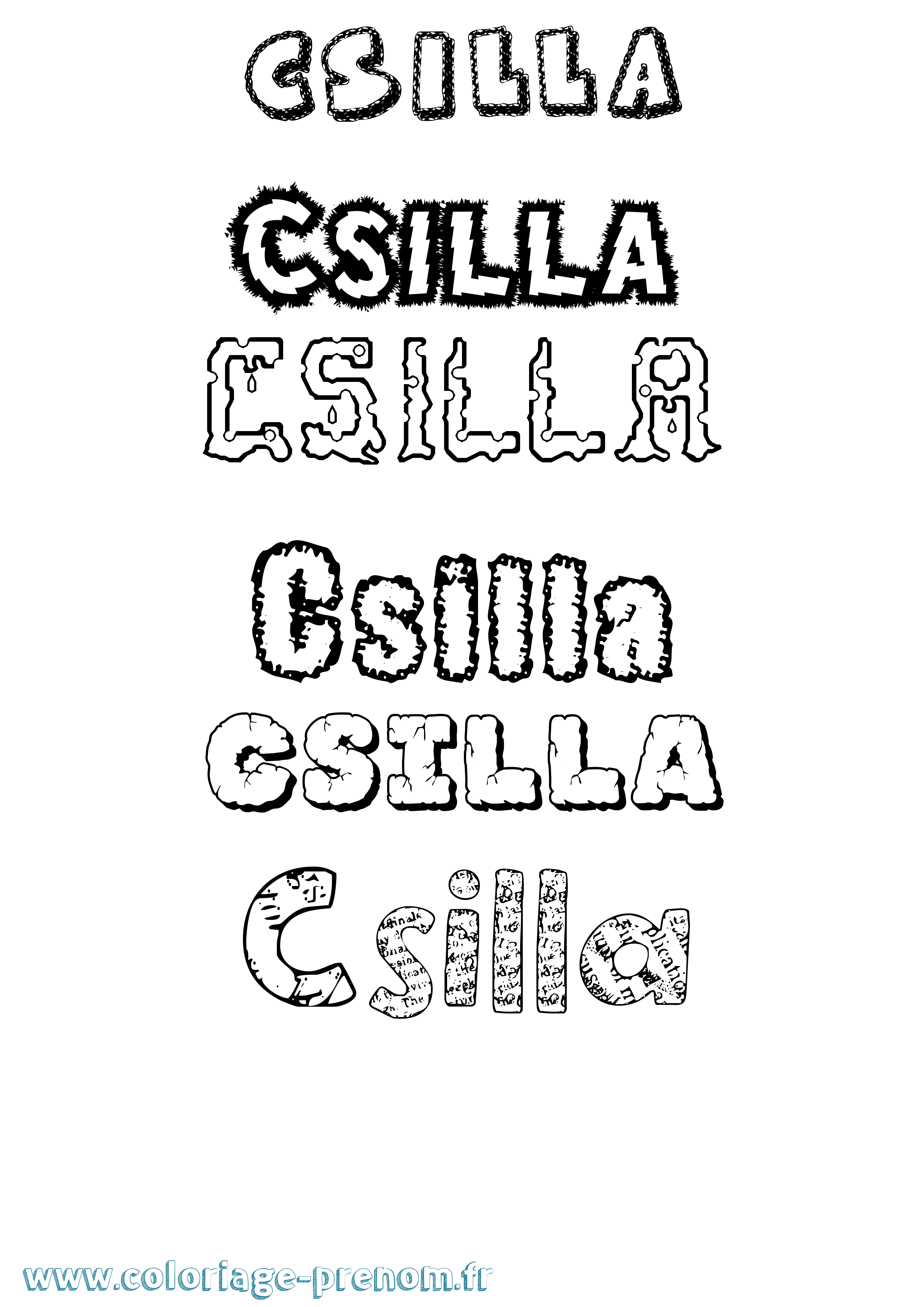 Coloriage Csilla Destructuré Coloriage prénom Csilla Destructuré