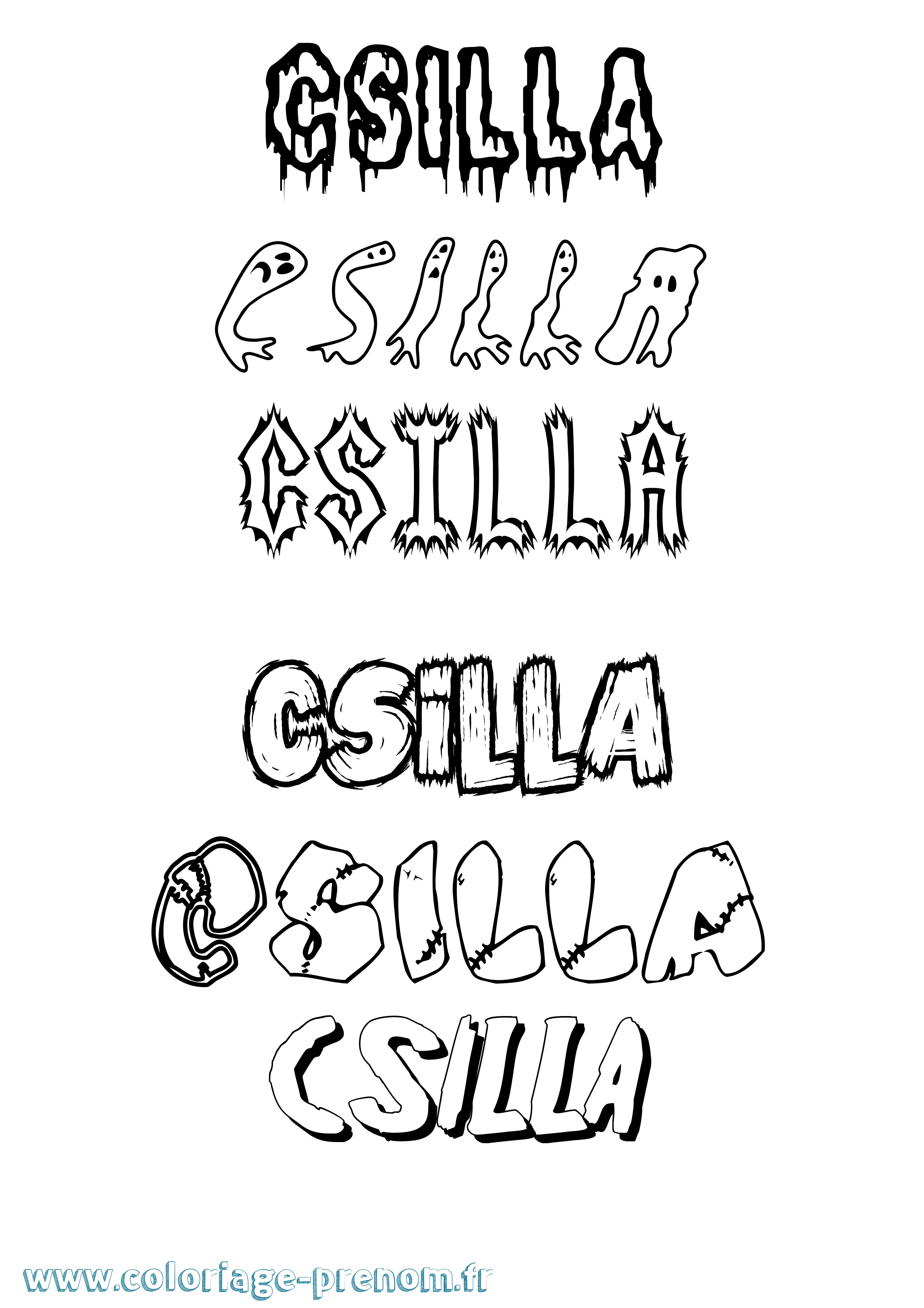 Coloriage Csilla Frisson Coloriage prénom Csilla Frisson