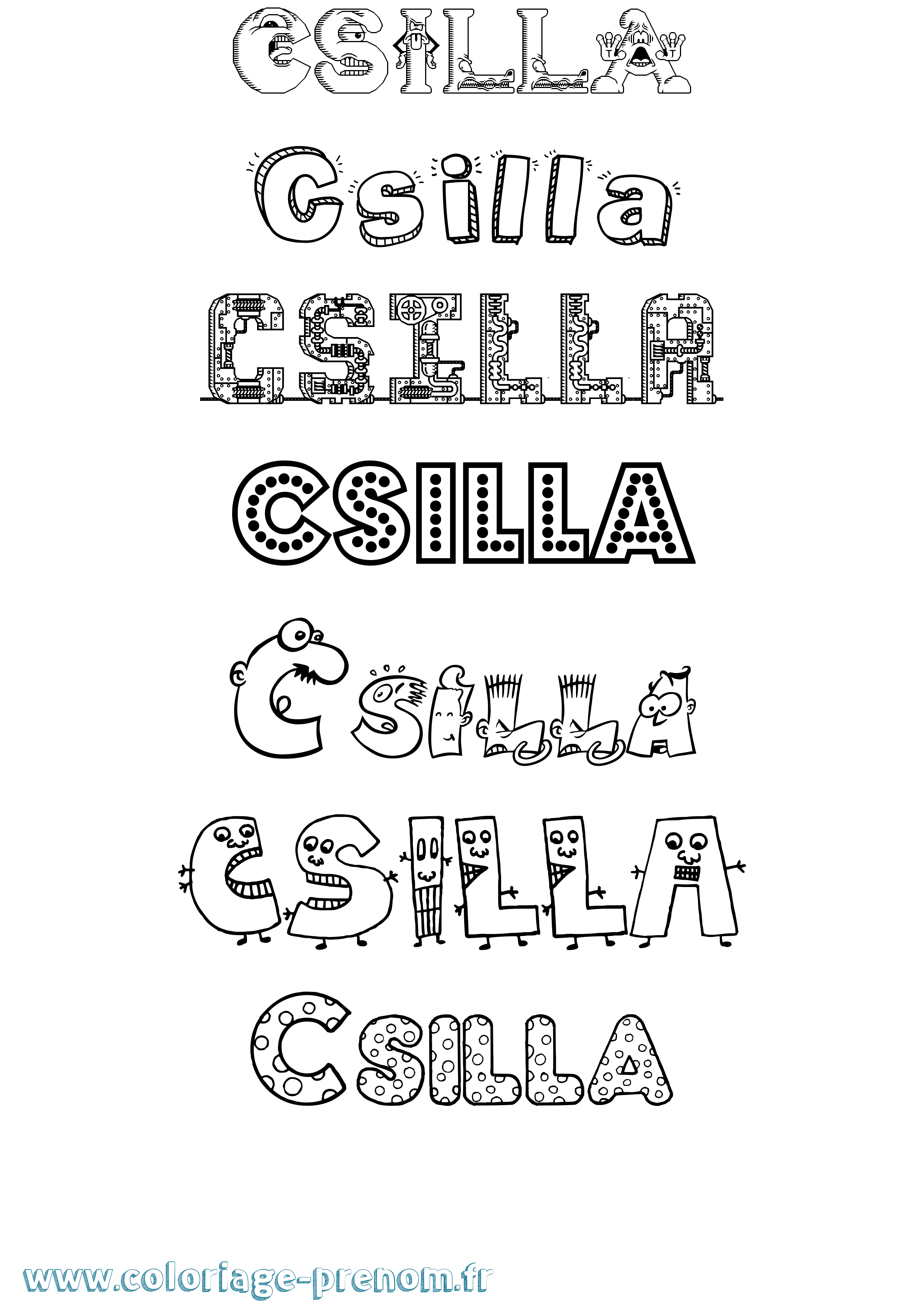 Coloriage Csilla Fun Coloriage prénom Csilla Fun