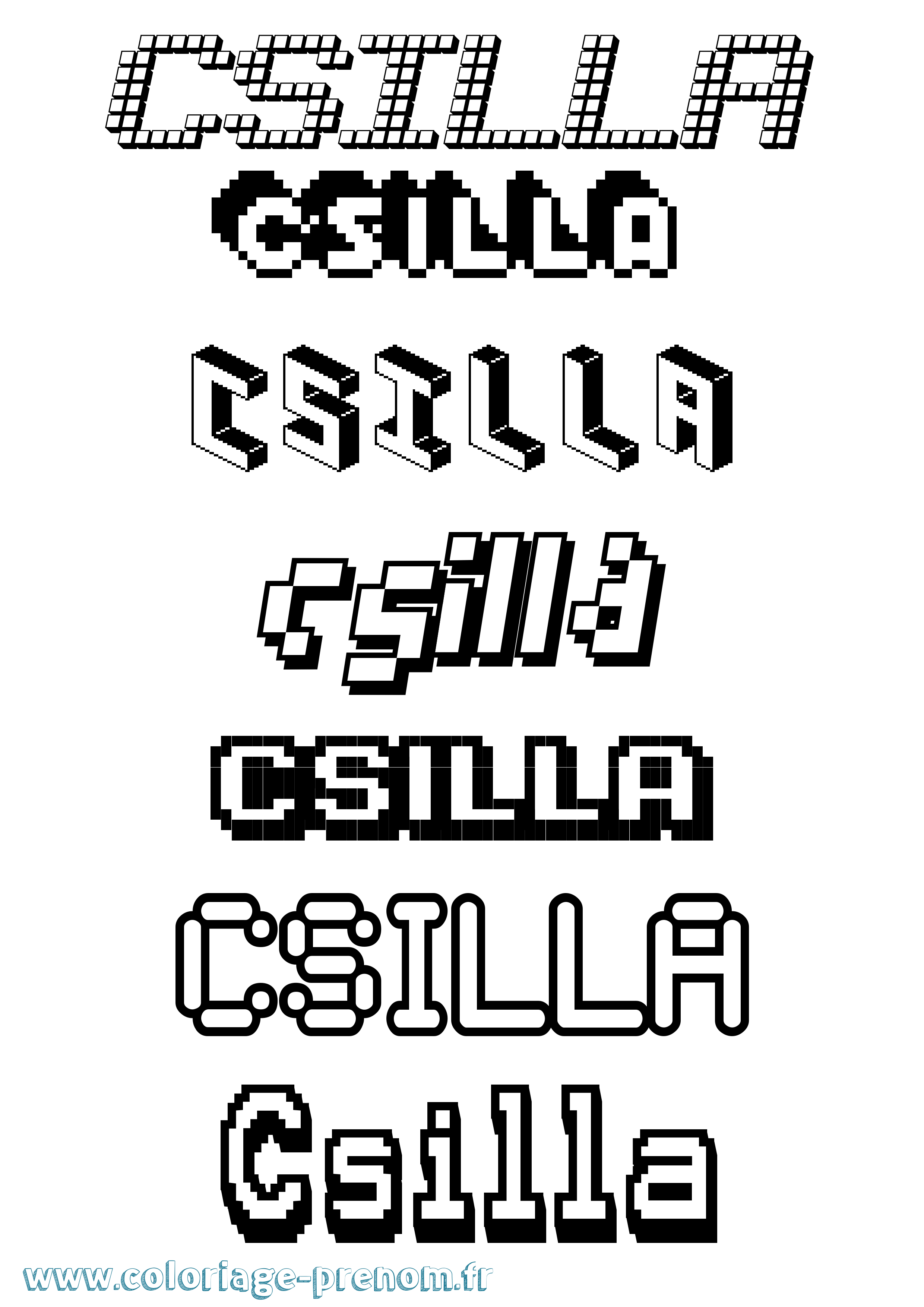 Coloriage Csilla Pixel Coloriage prénom Csilla Pixel