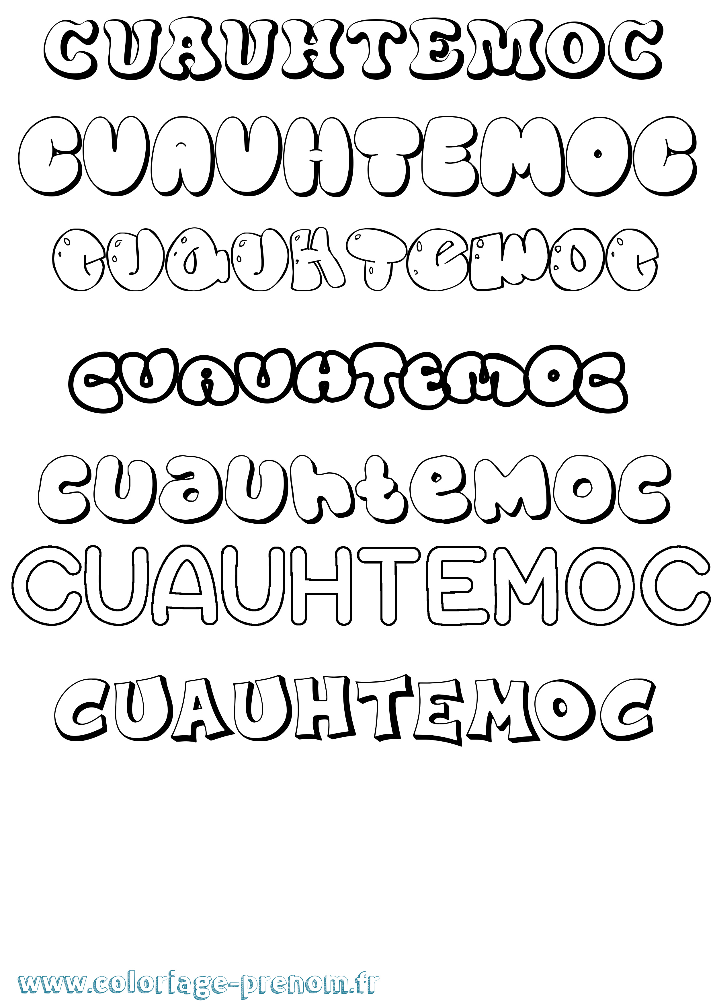 Coloriage Cuauhtemoc Bubble Coloriage prénom Cuauhtemoc Bubble