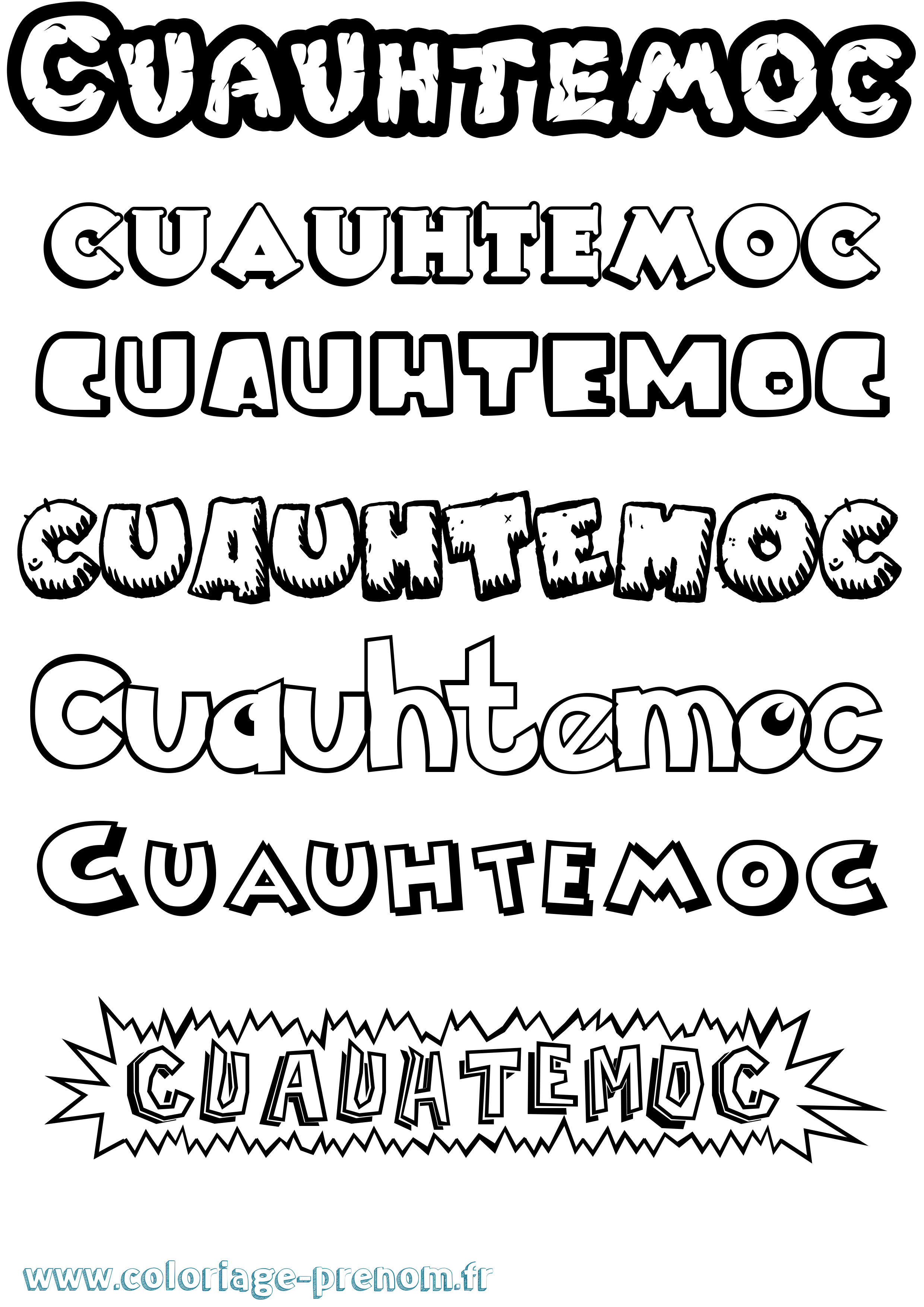 Coloriage Cuauhtemoc Dessin Animé Coloriage prénom Cuauhtemoc Dessin Animé