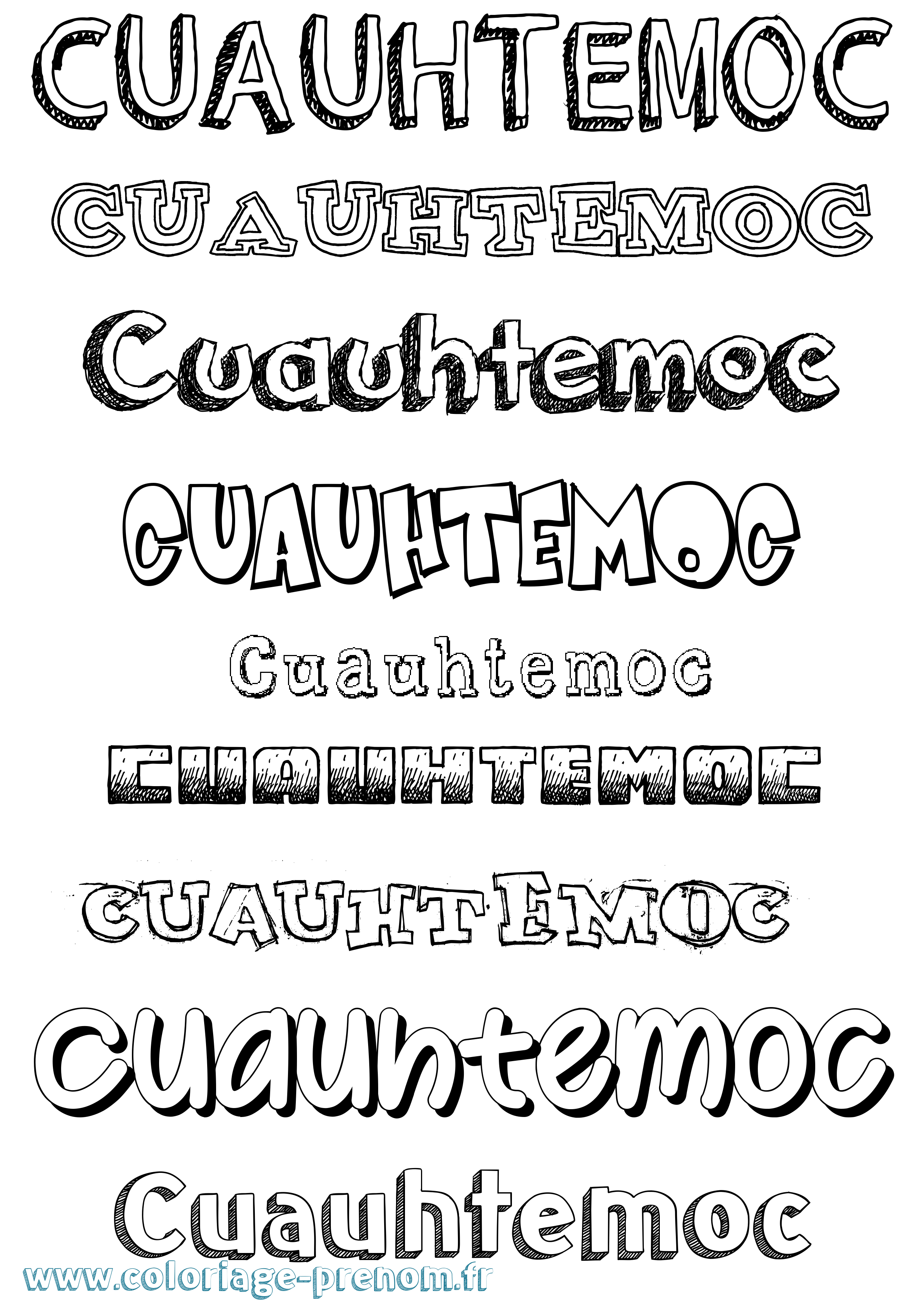 Coloriage Cuauhtemoc Dessiné Coloriage prénom Cuauhtemoc Dessiné
