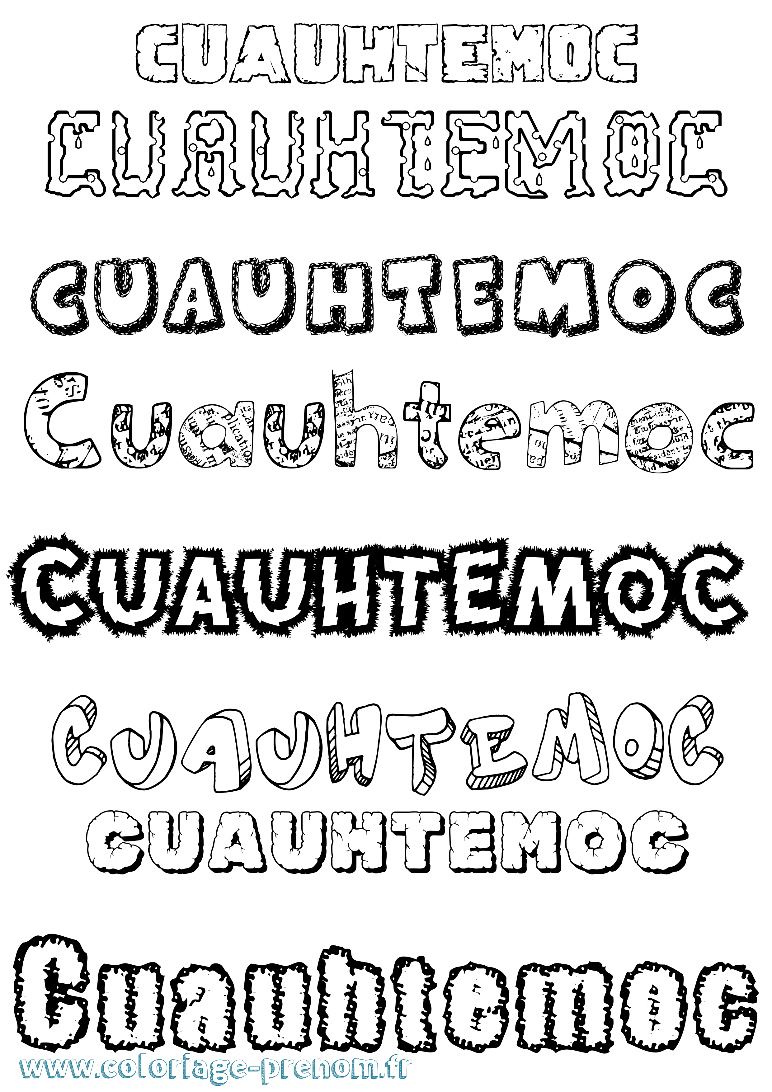 Coloriage Cuauhtemoc Destructuré Coloriage prénom Cuauhtemoc Destructuré
