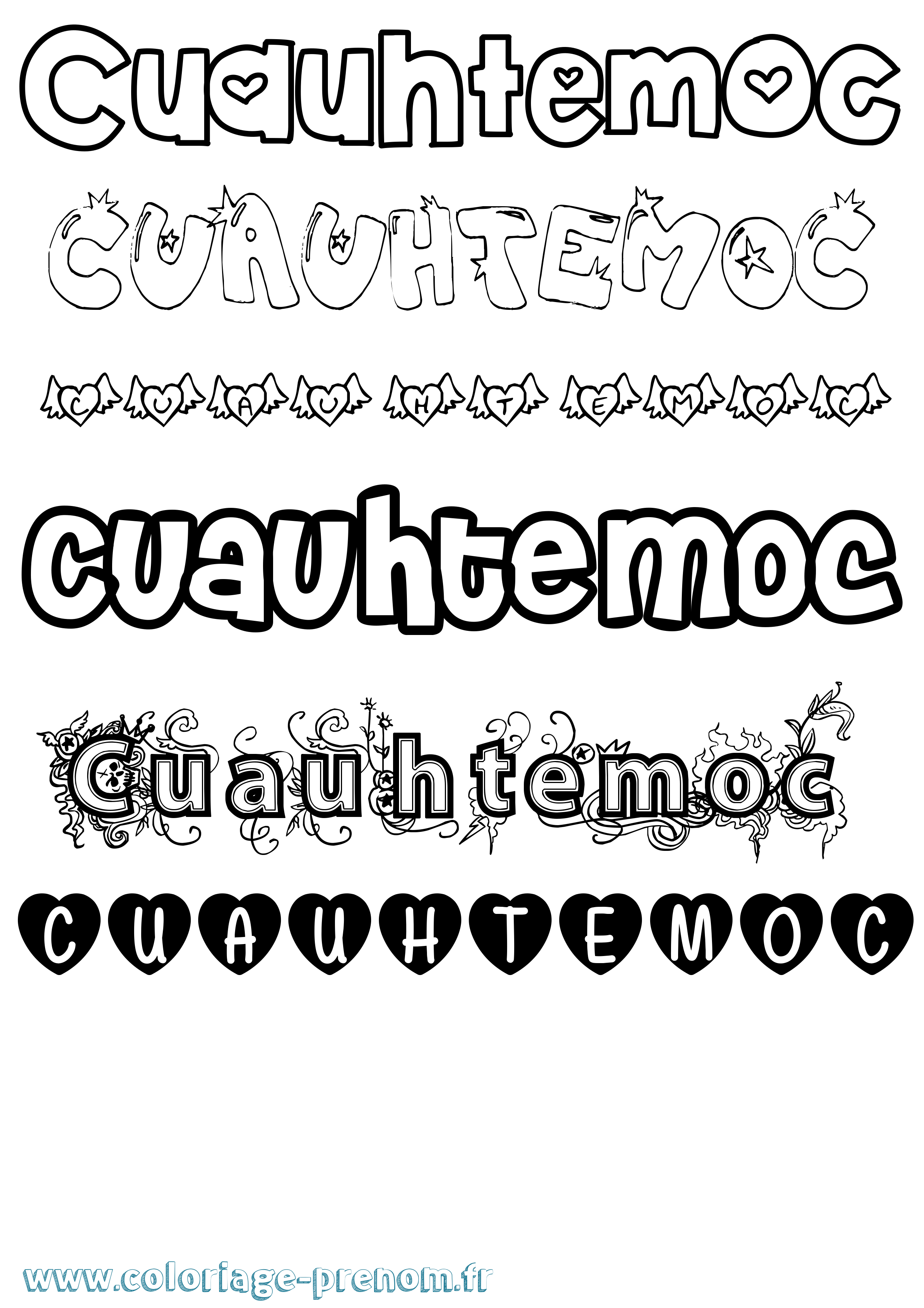 Coloriage Cuauhtemoc Girly Coloriage prénom Cuauhtemoc Girly