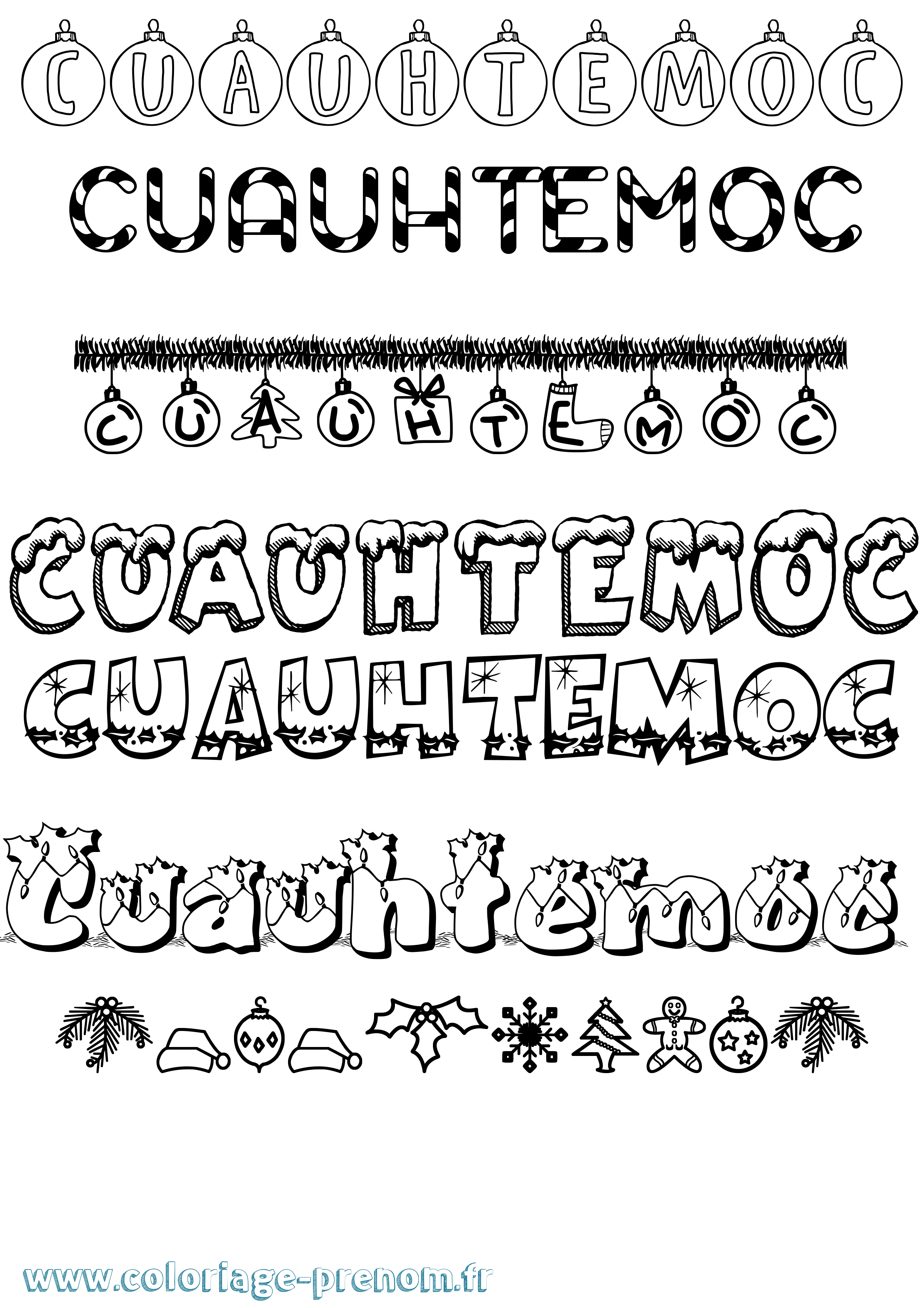 Coloriage Cuauhtemoc Noël Coloriage prénom Cuauhtemoc Noël
