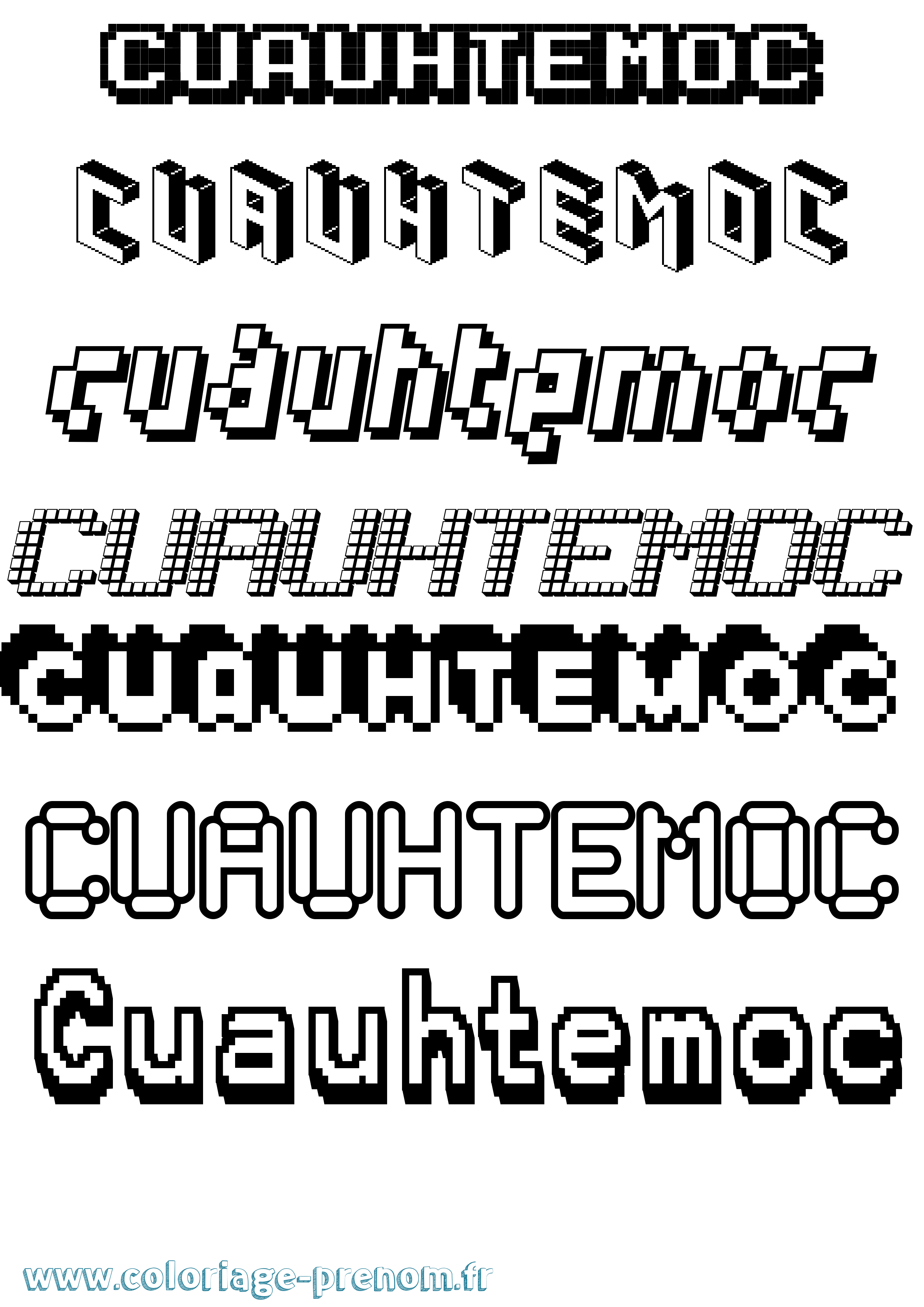 Coloriage Cuauhtemoc Pixel Coloriage prénom Cuauhtemoc Pixel