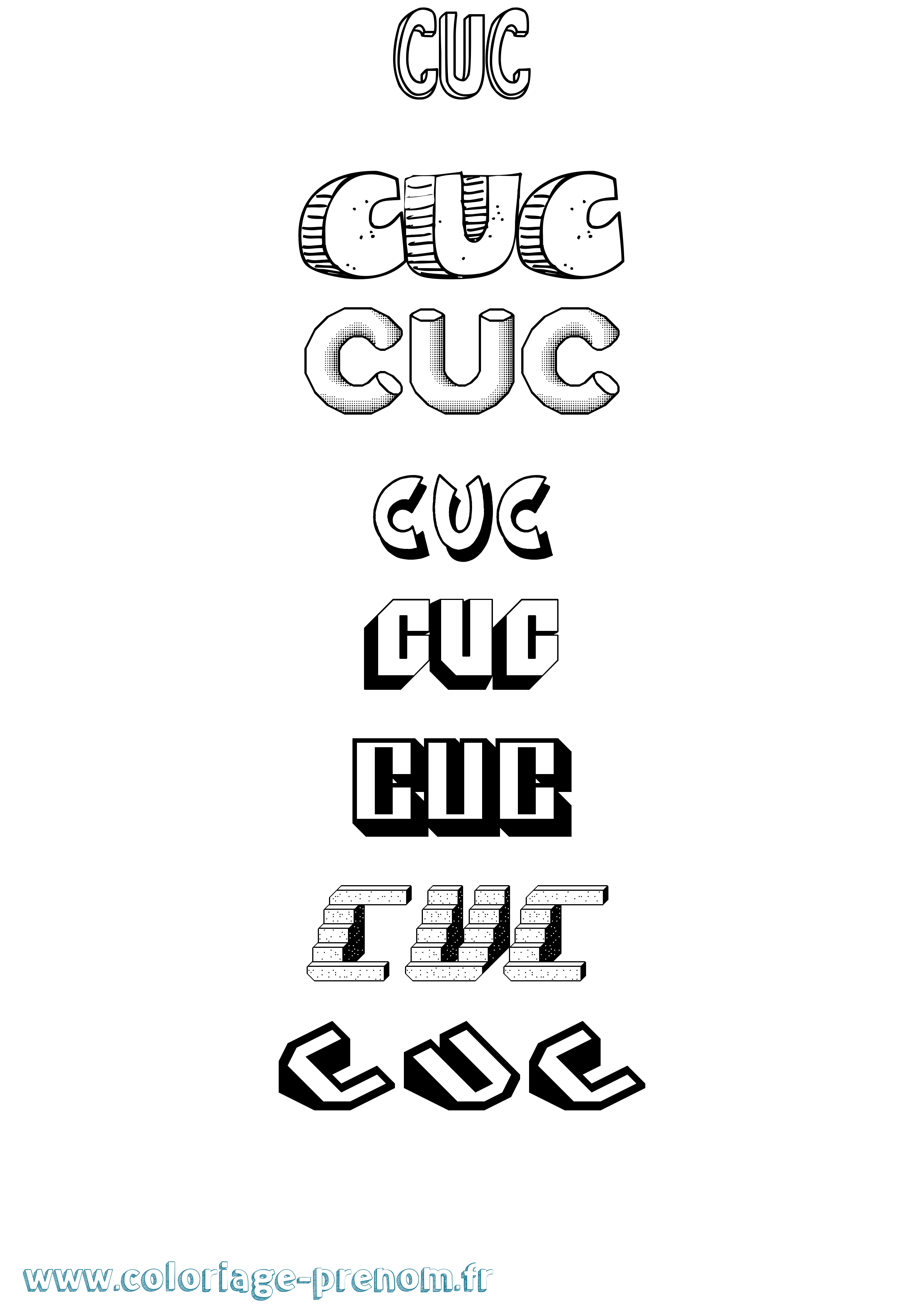 Coloriage Cuc Effet 3D Coloriage prénom Cuc Effet 3D