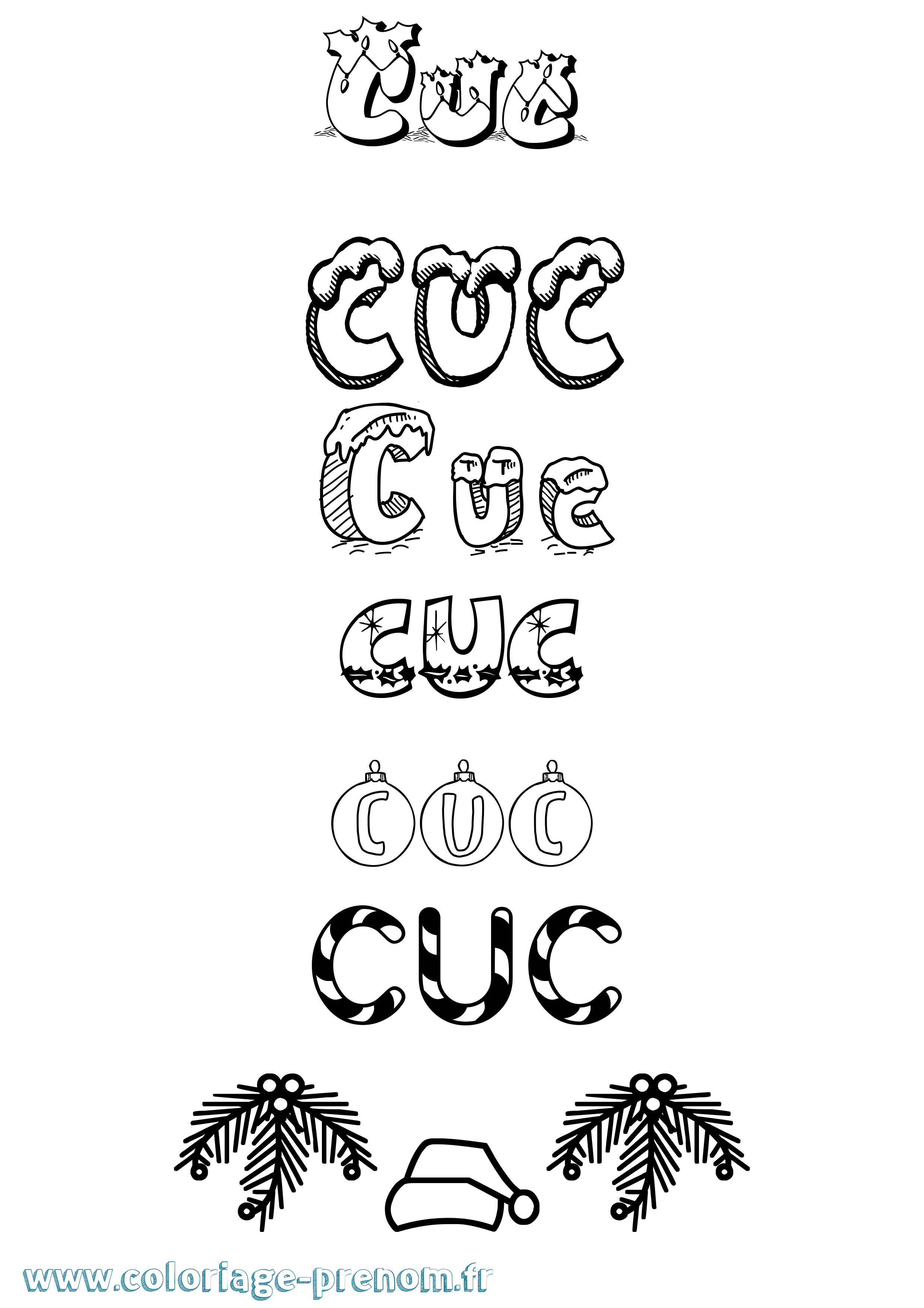 Coloriage Cuc Noël Coloriage prénom Cuc Noël