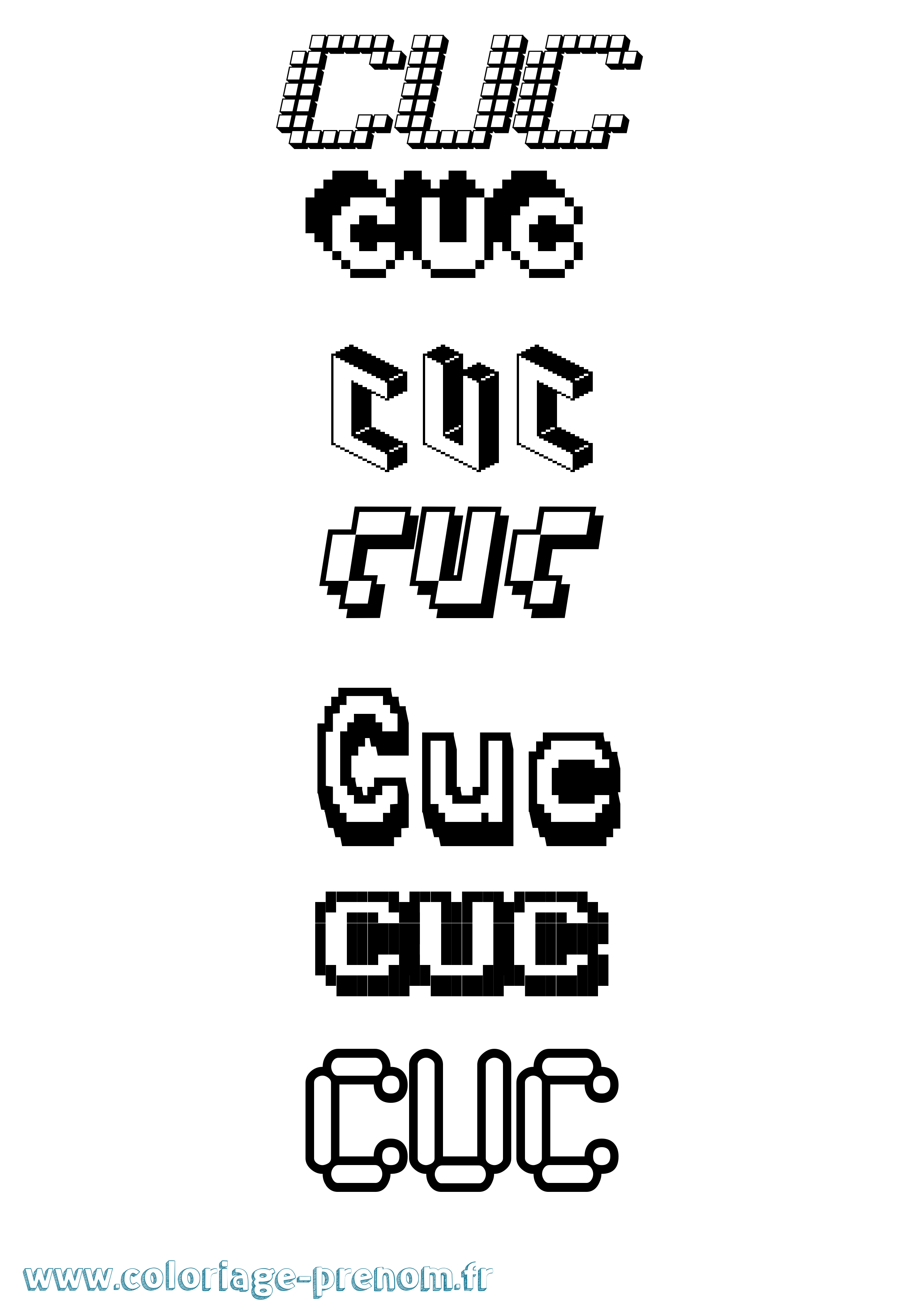 Coloriage prénom Cuc Pixel