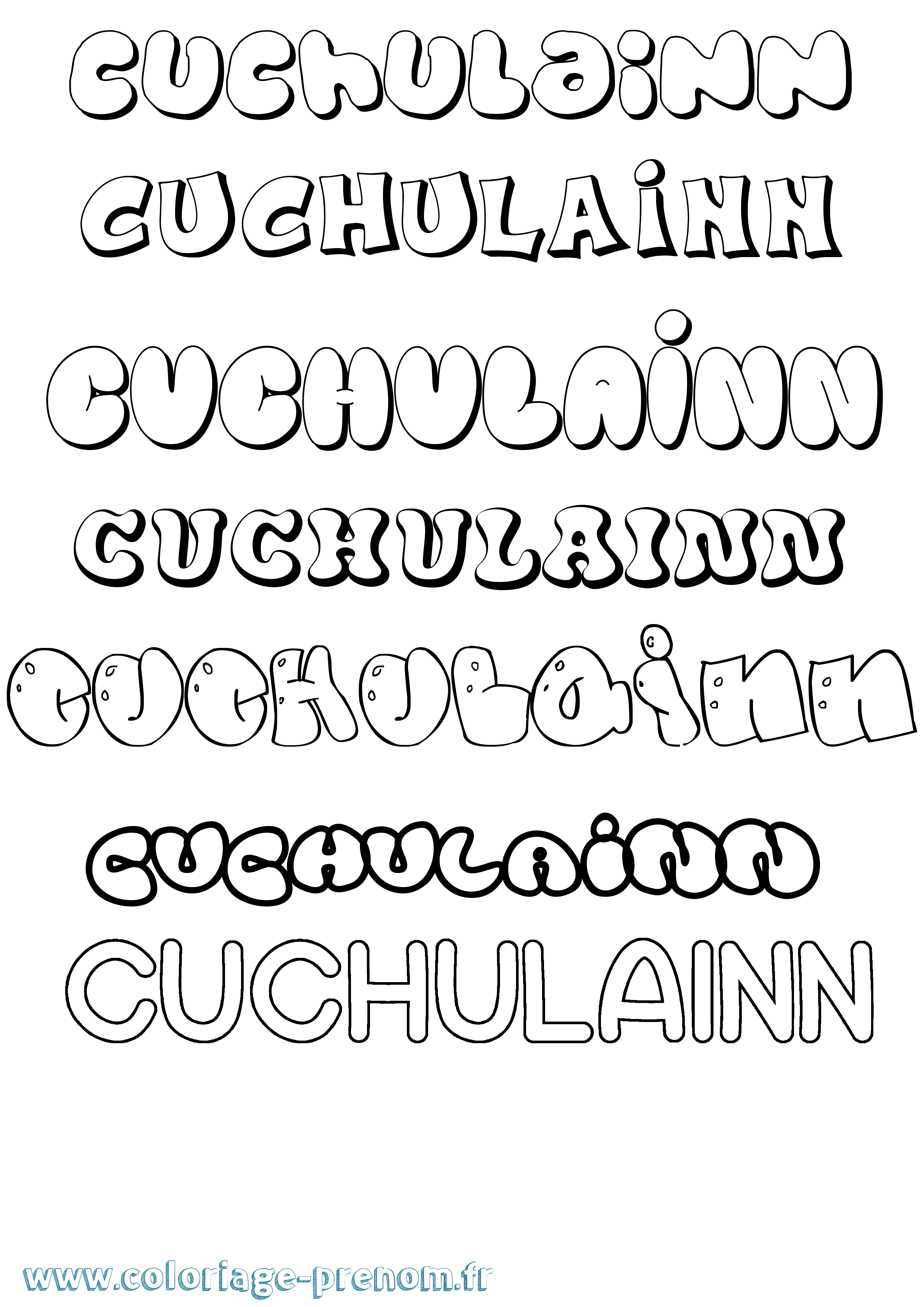 Coloriage prénom Cuchulainn Bubble