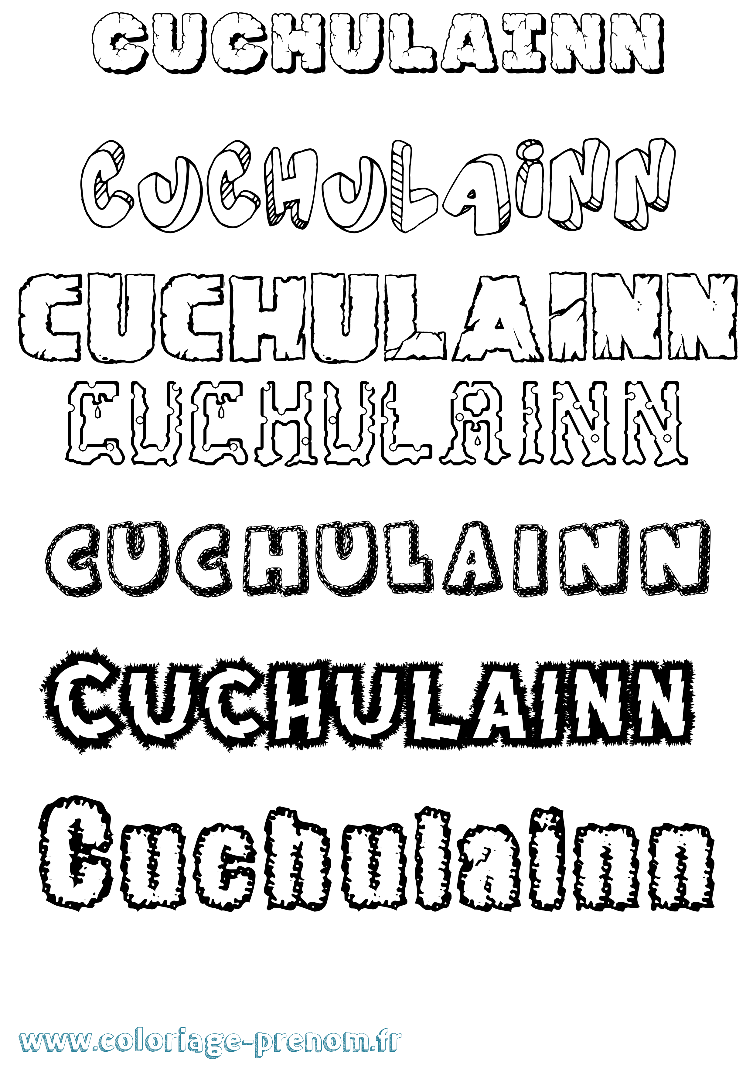 Coloriage prénom Cuchulainn Destructuré