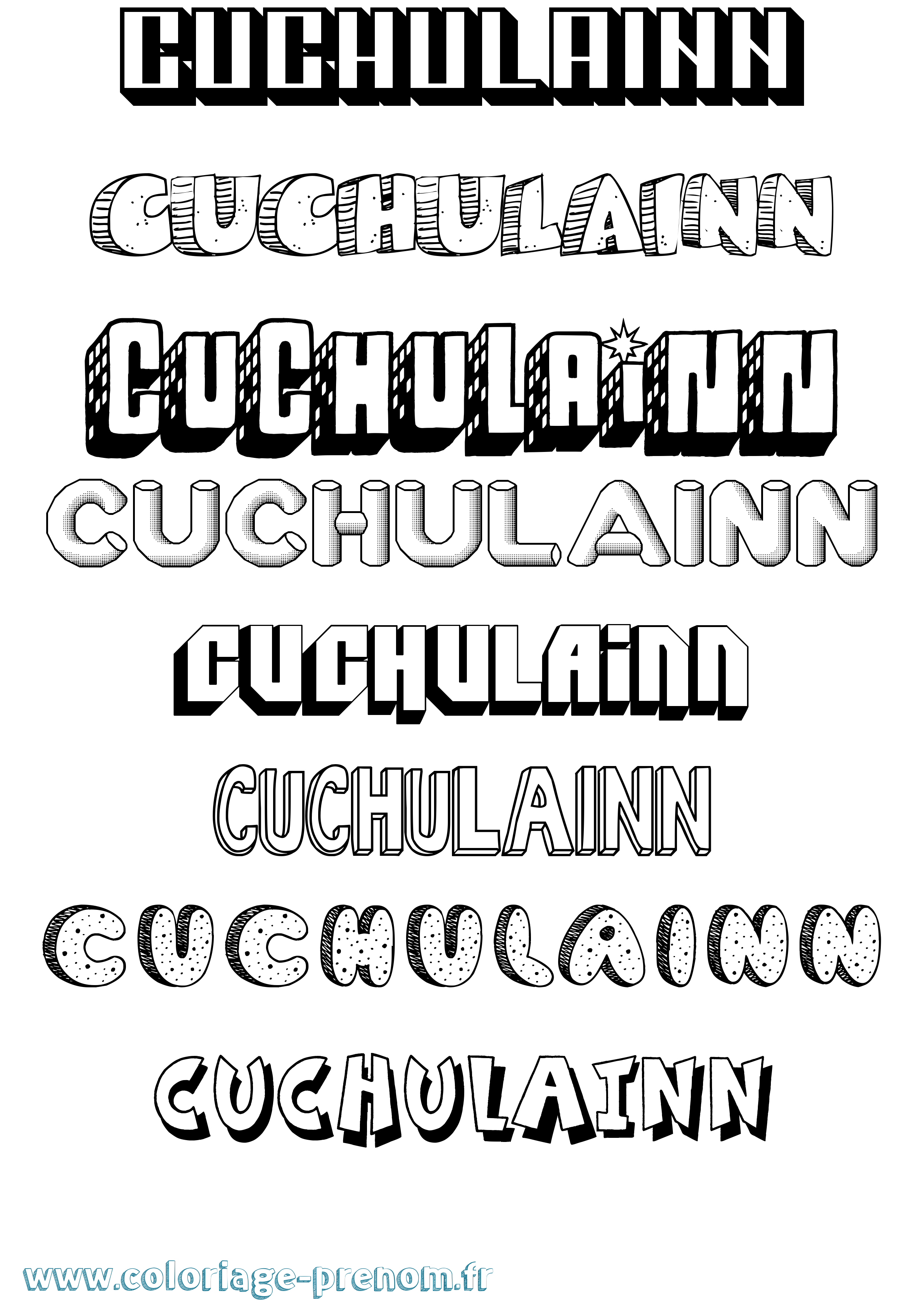 Coloriage Cuchulainn Effet 3D Coloriage prénom Cuchulainn Effet 3D