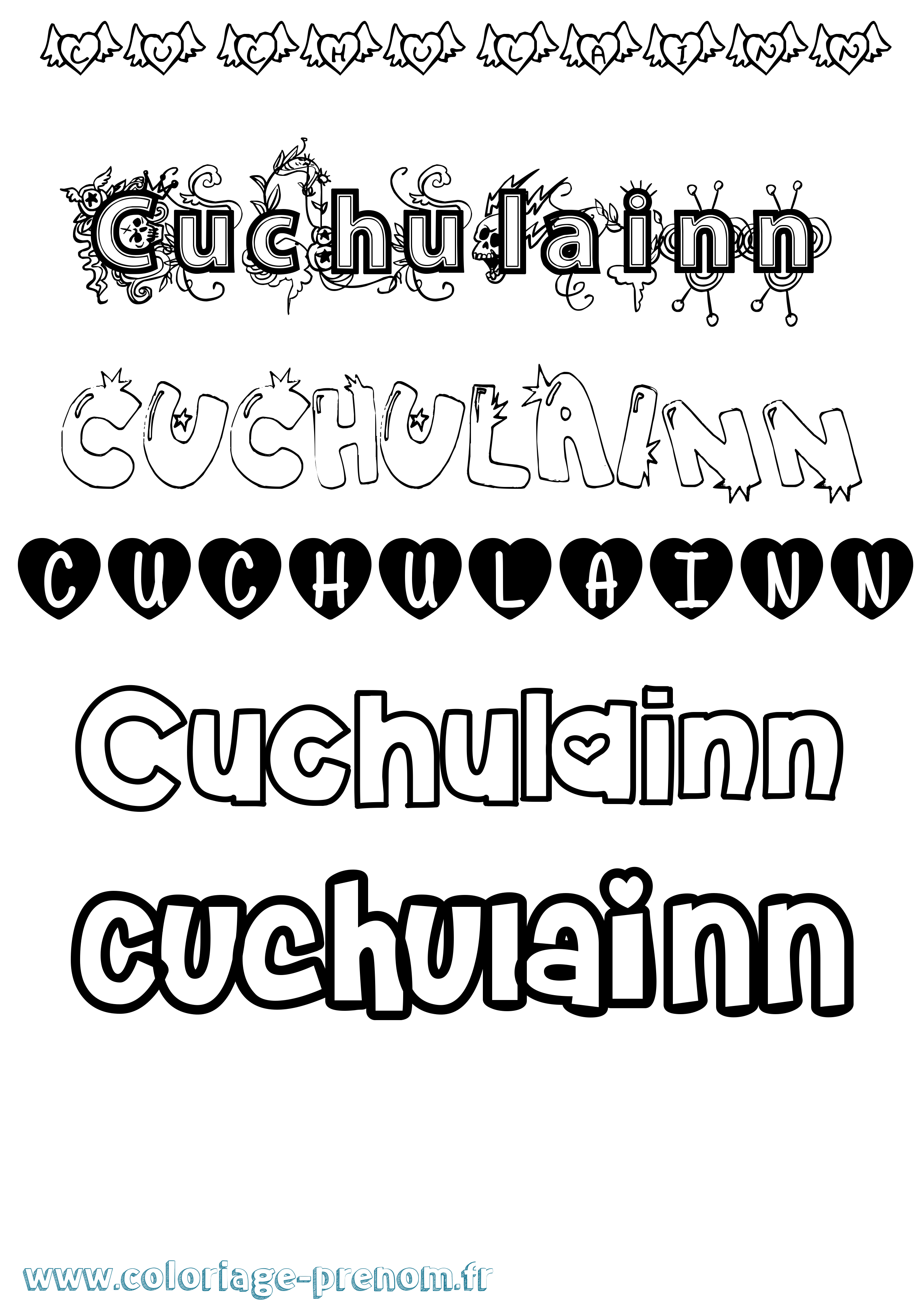 Coloriage prénom Cuchulainn Girly