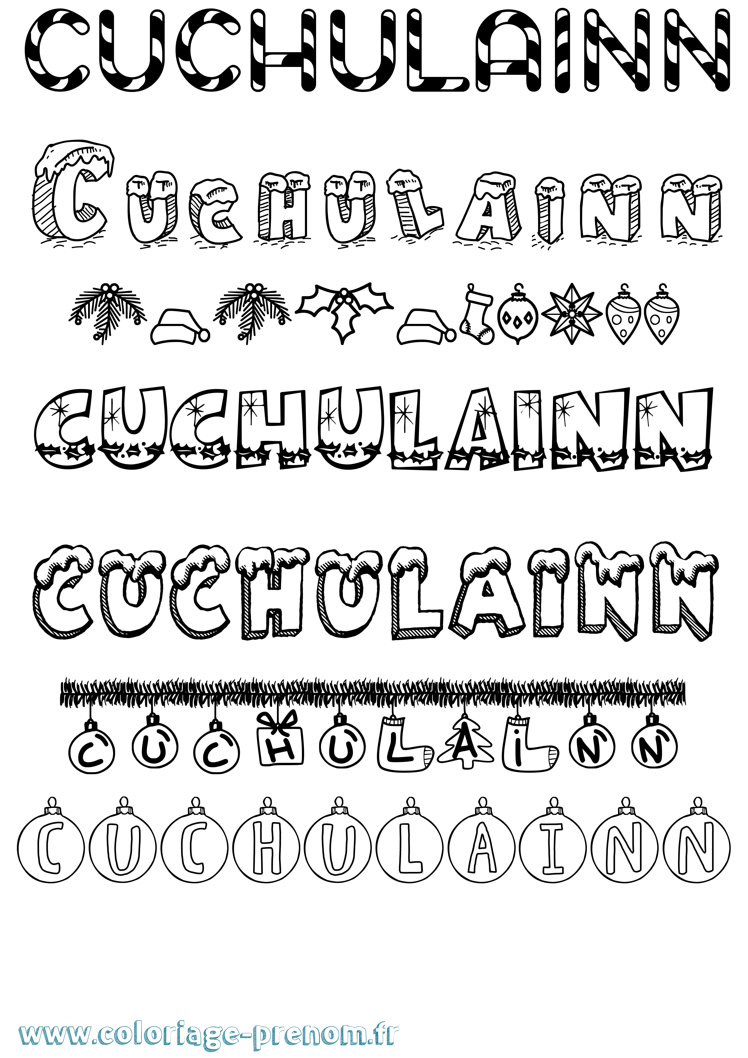 Coloriage Cuchulainn Noël Coloriage prénom Cuchulainn Noël