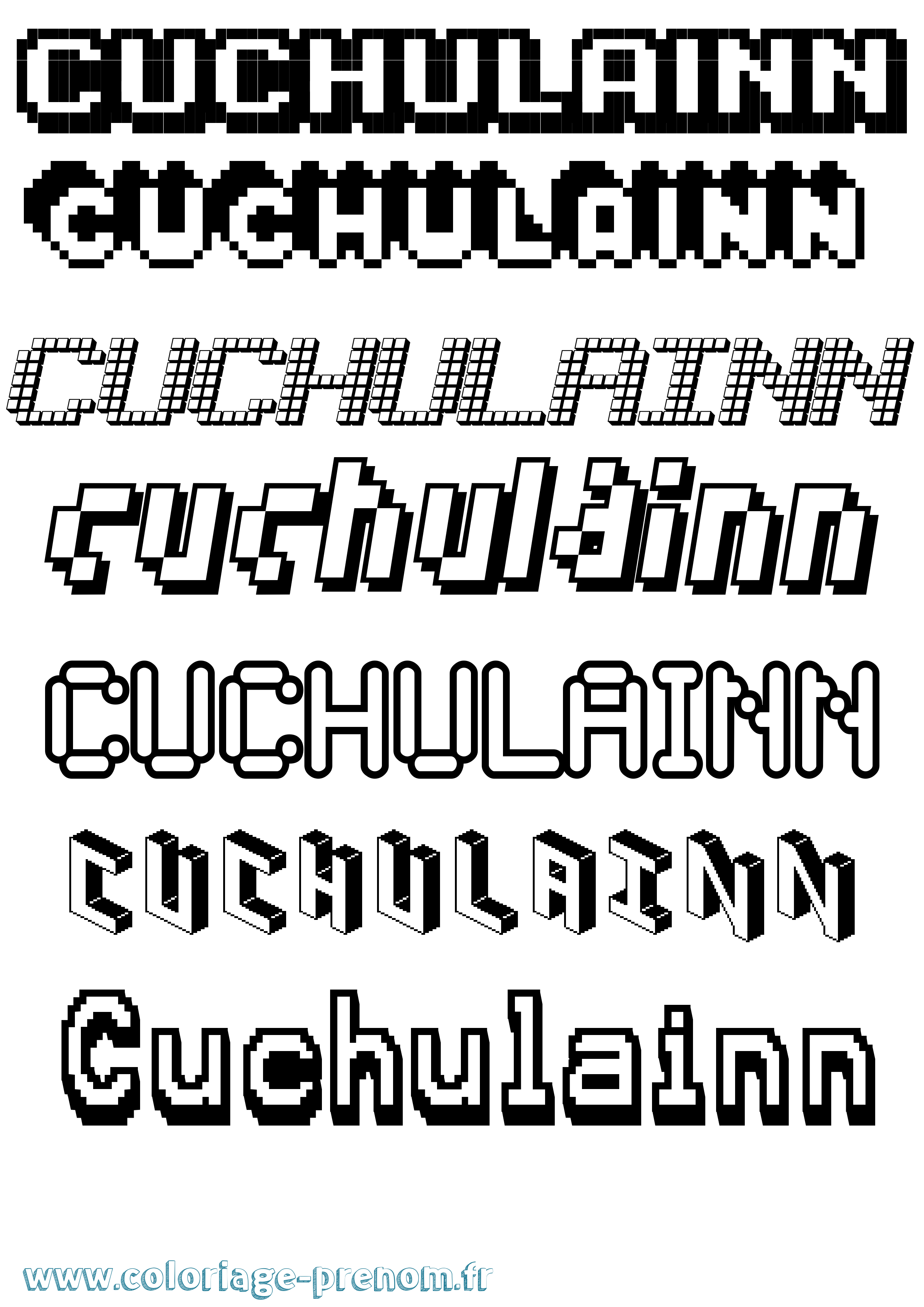 Coloriage prénom Cuchulainn Pixel