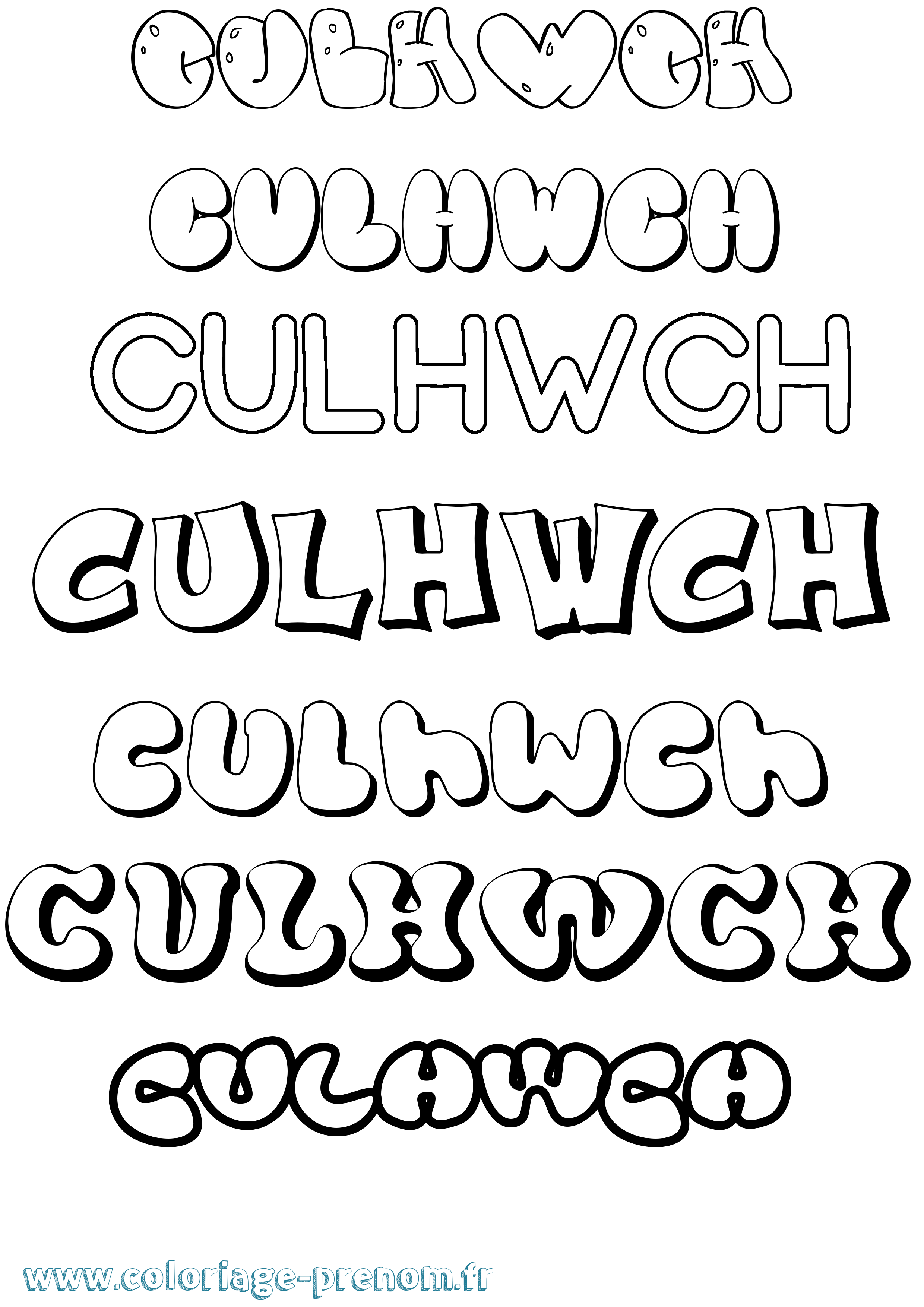 Coloriage prénom Culhwch Bubble