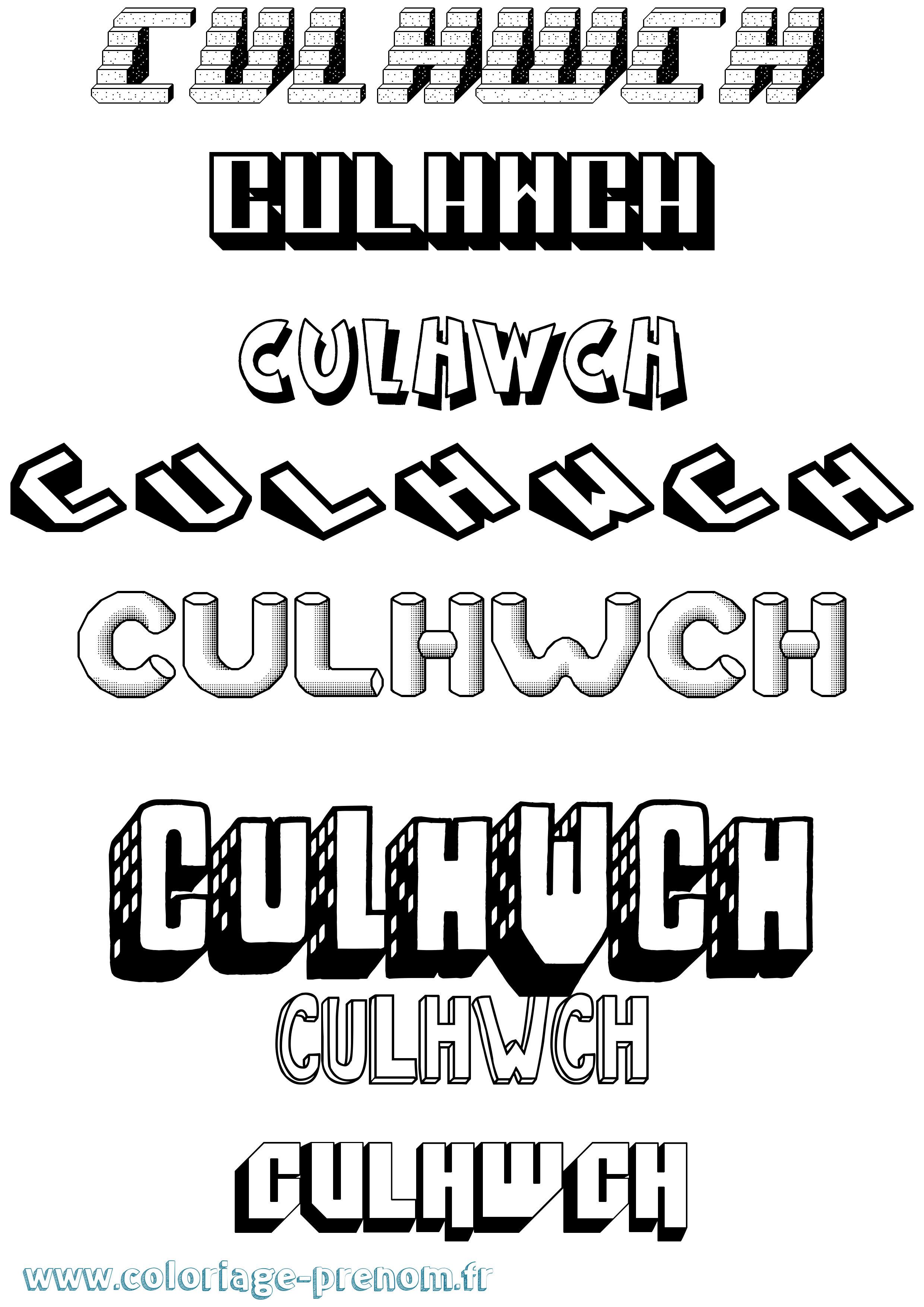 Coloriage prénom Culhwch Effet 3D