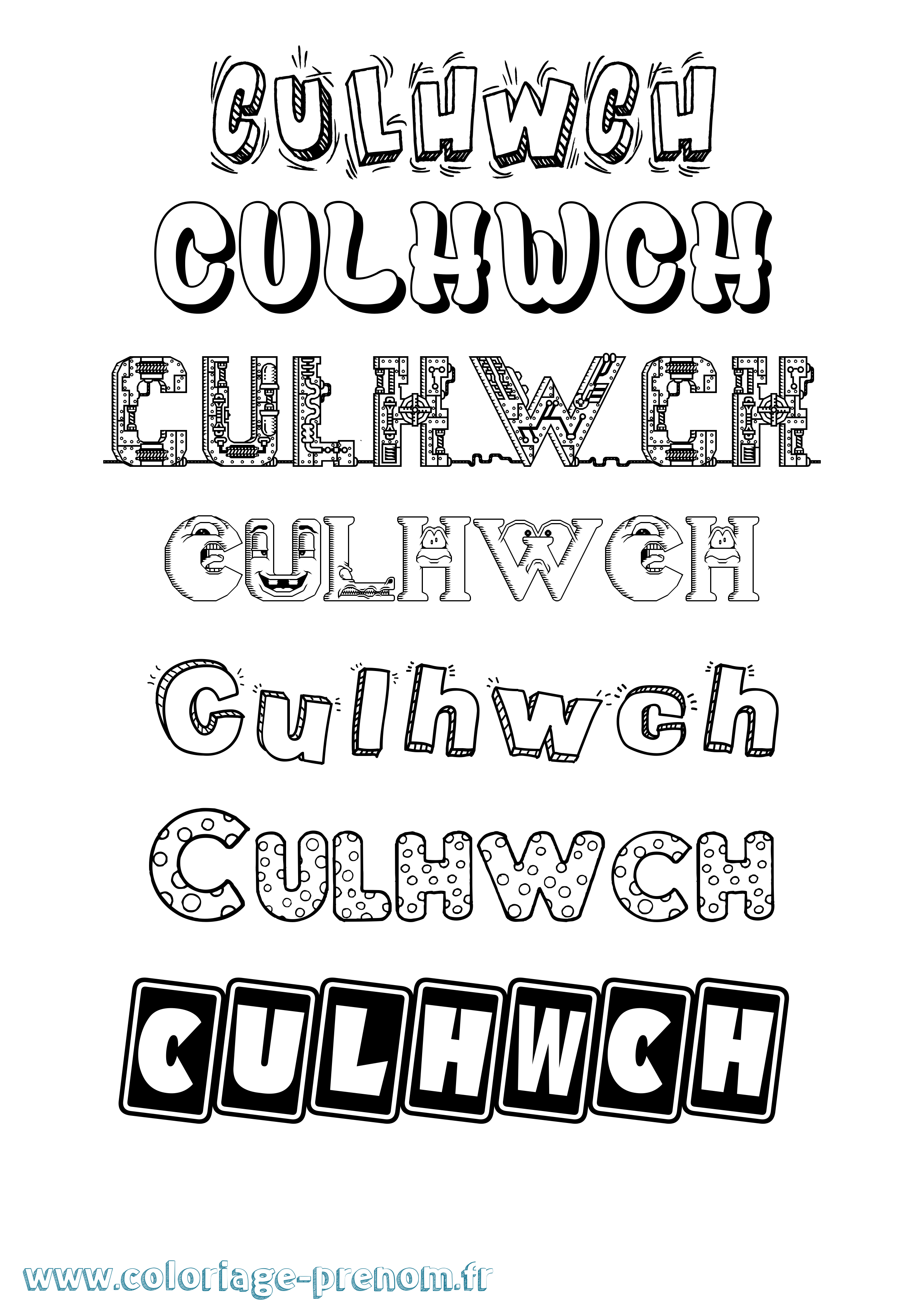 Coloriage prénom Culhwch Fun