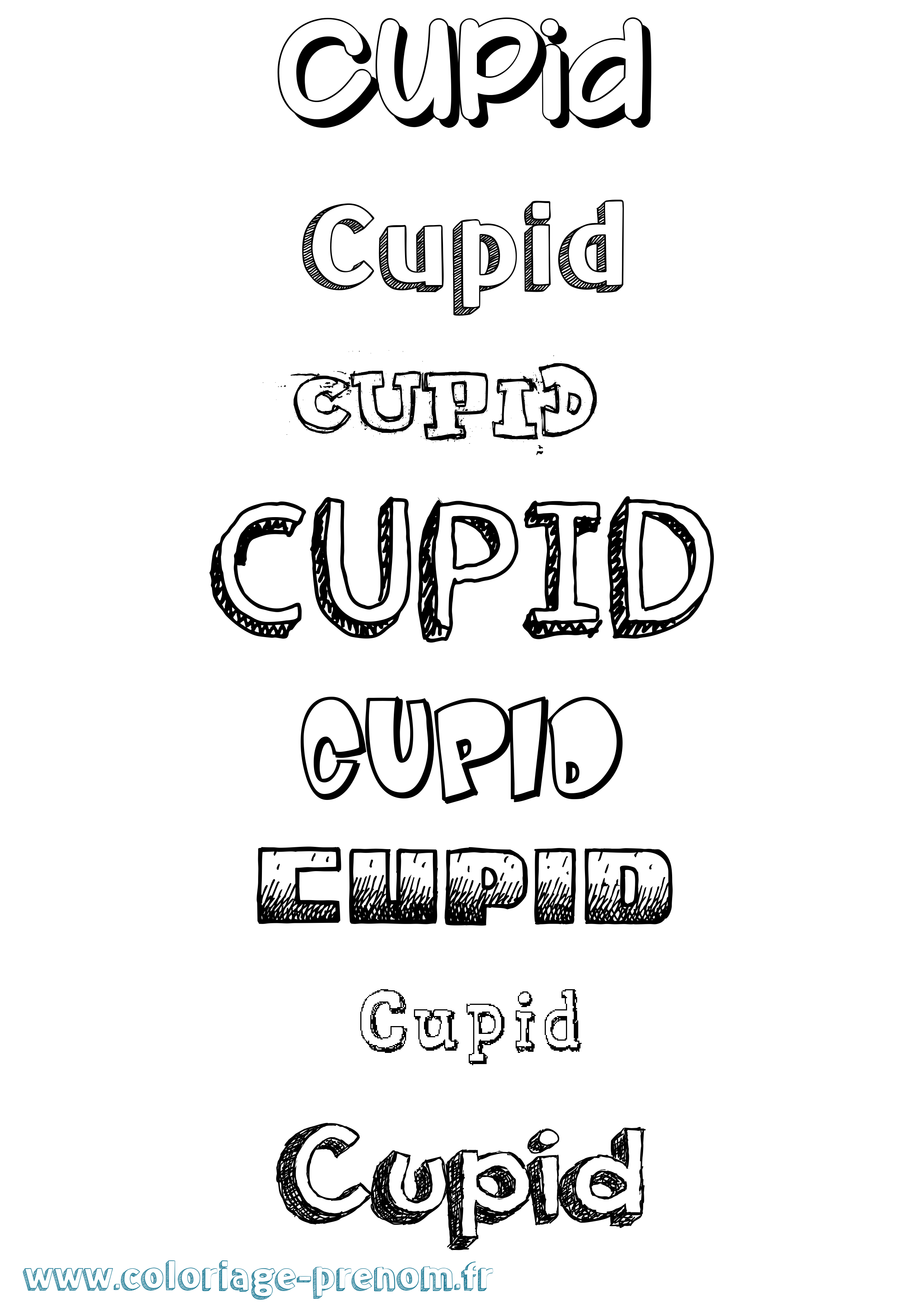 Coloriage prénom Cupid Dessiné