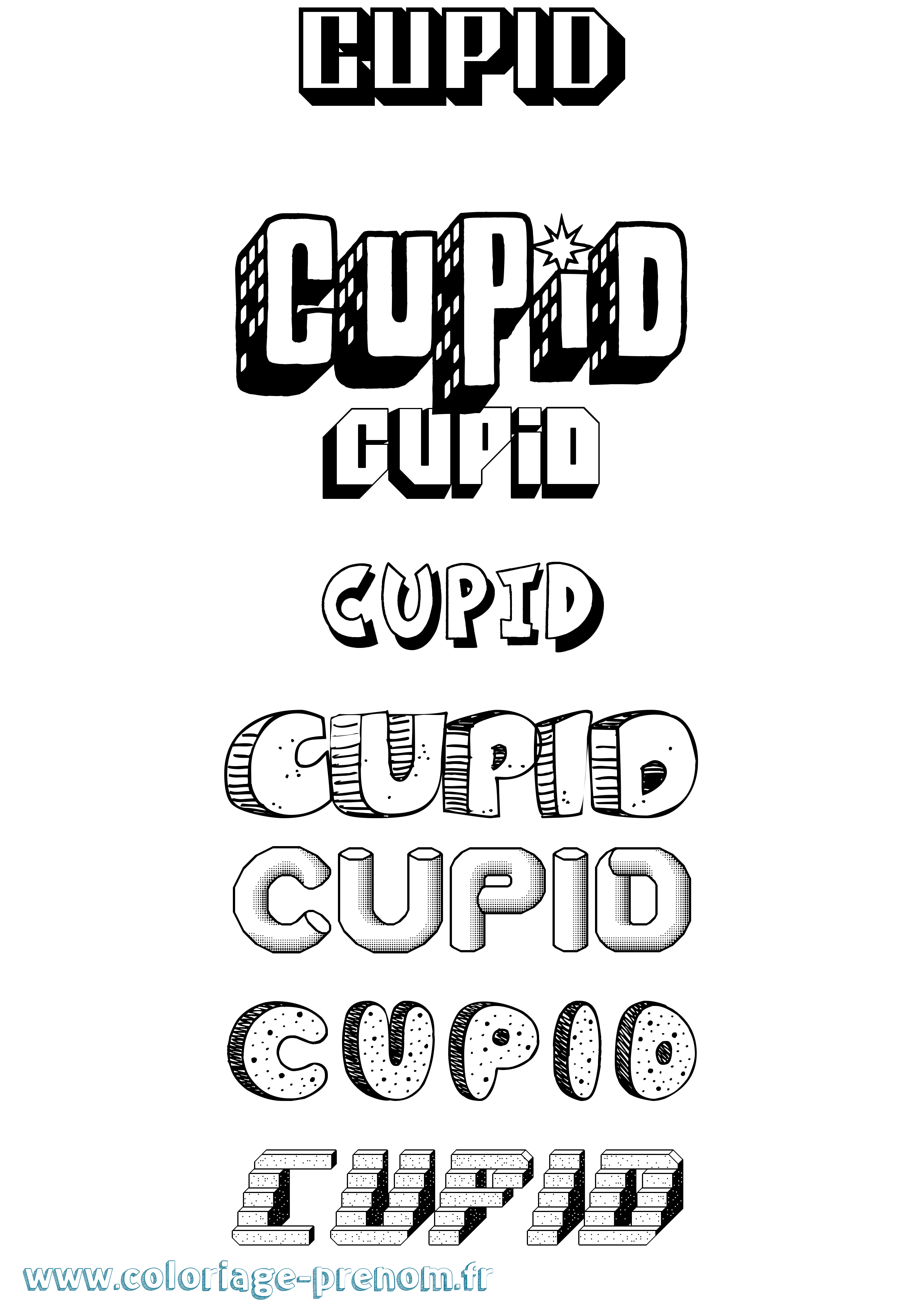 Coloriage prénom Cupid Effet 3D