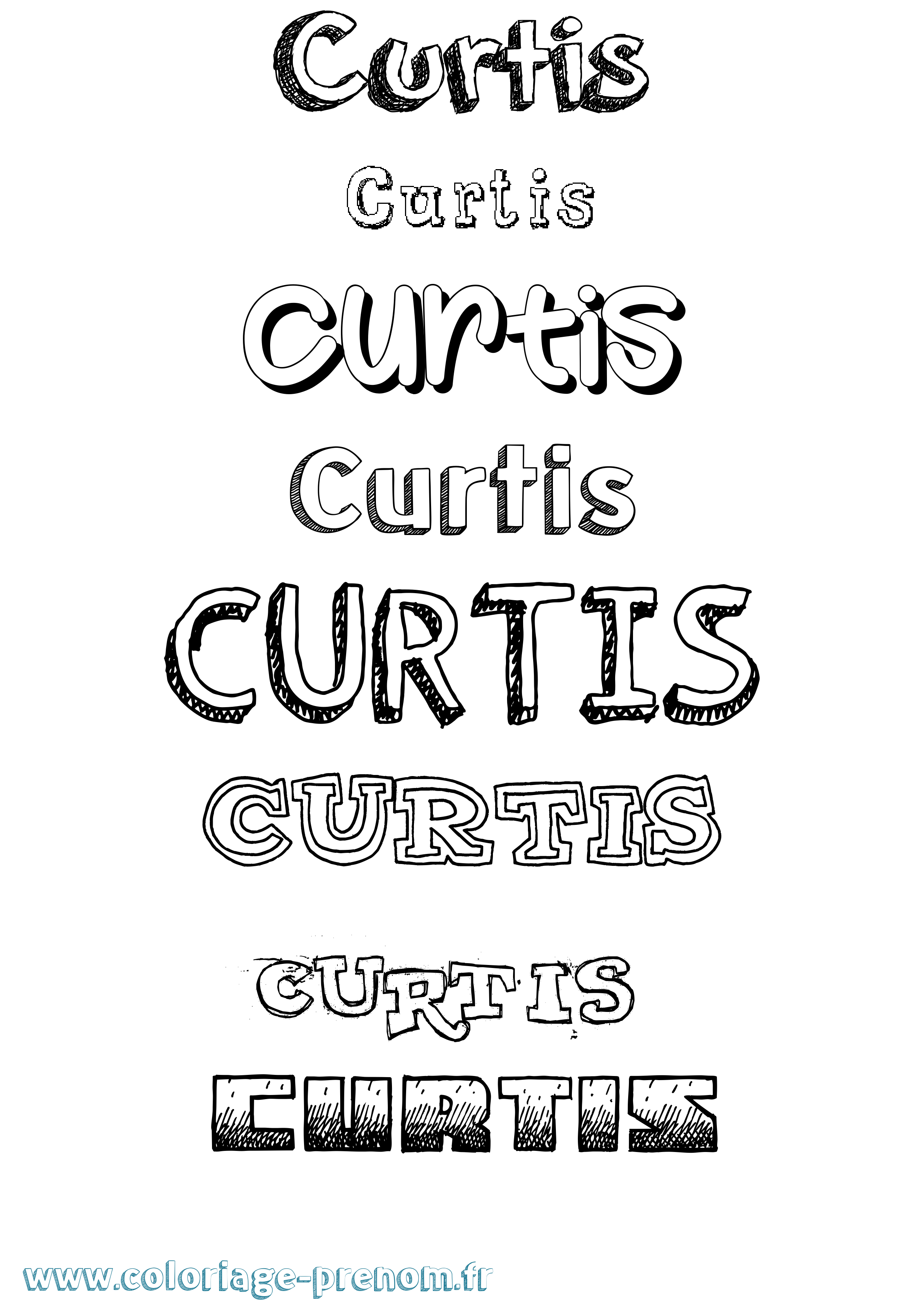 Coloriage prénom Curtis Dessiné