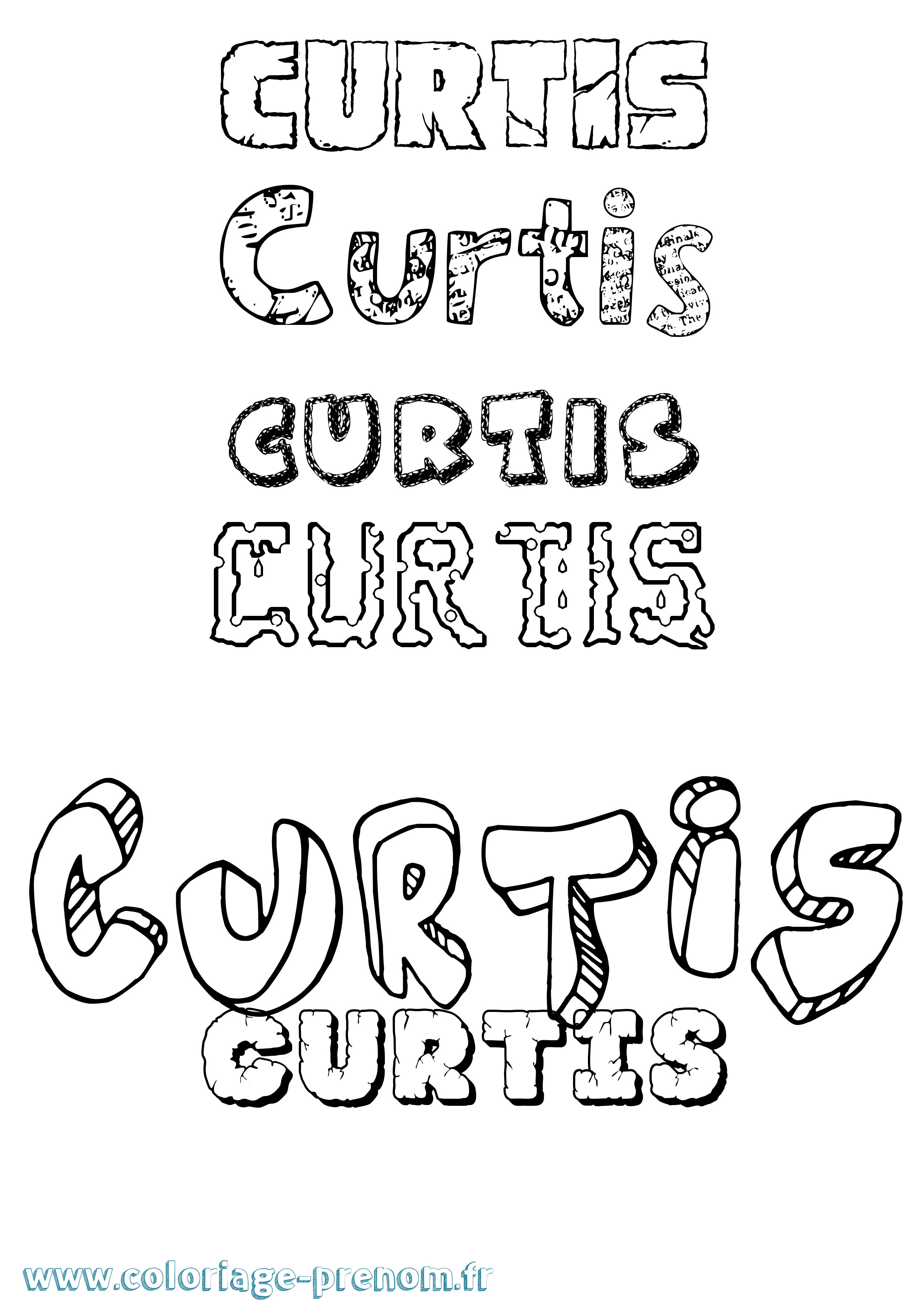 Coloriage prénom Curtis Destructuré