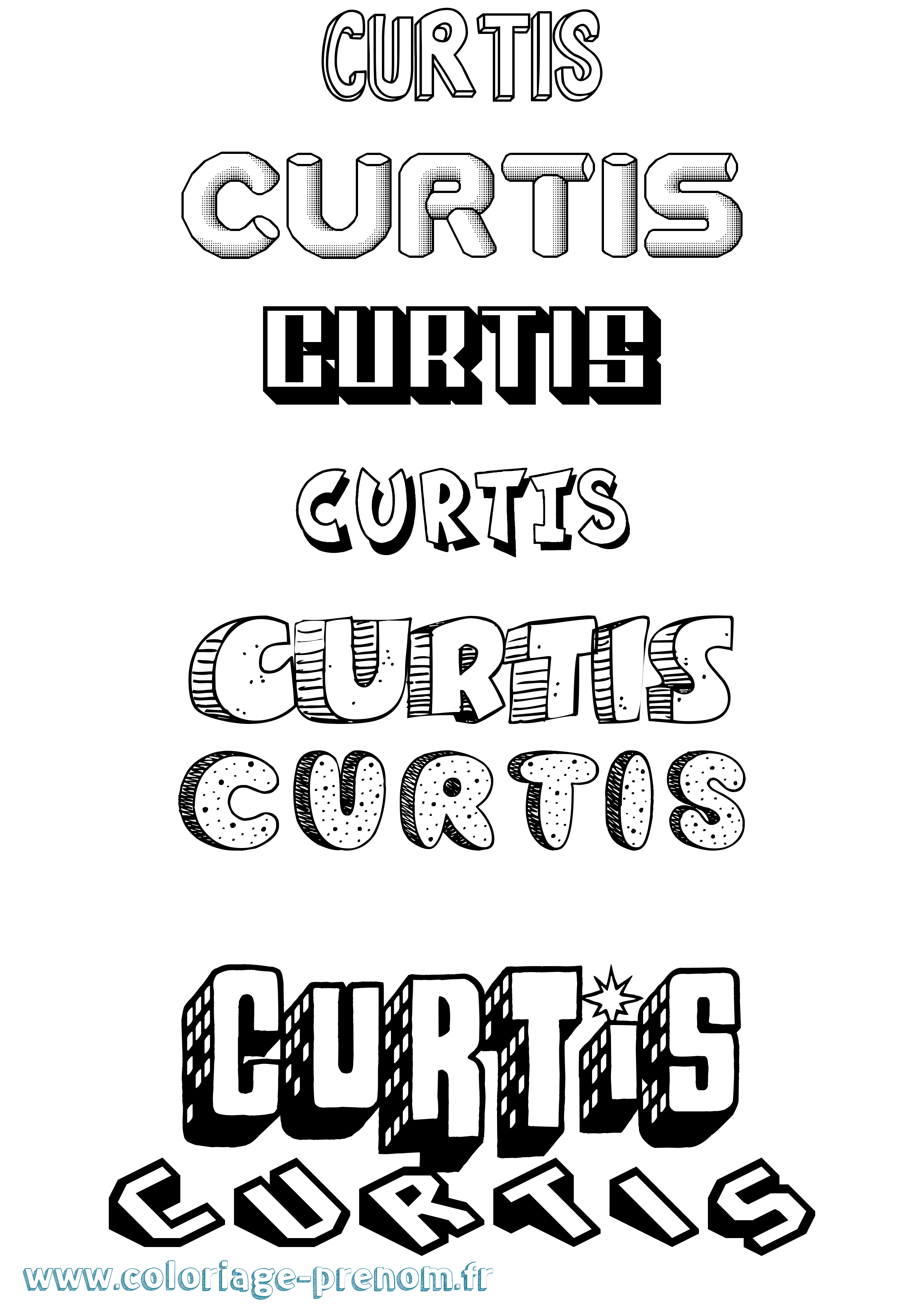 Coloriage prénom Curtis Effet 3D