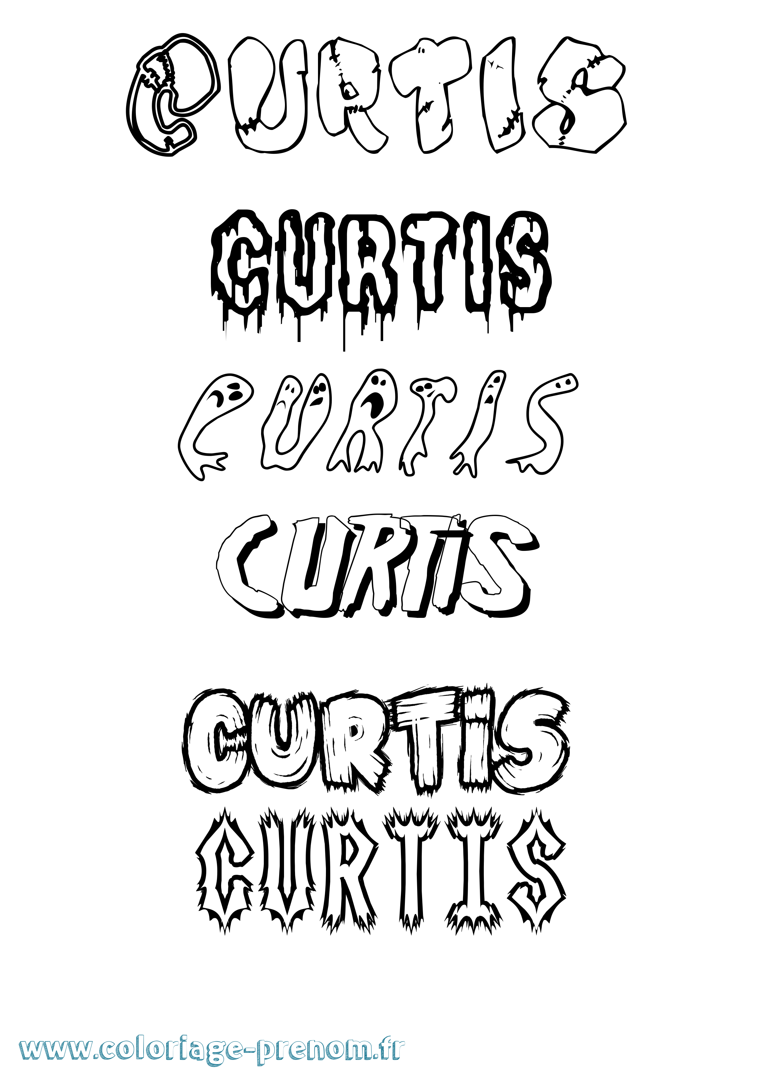 Coloriage prénom Curtis Frisson