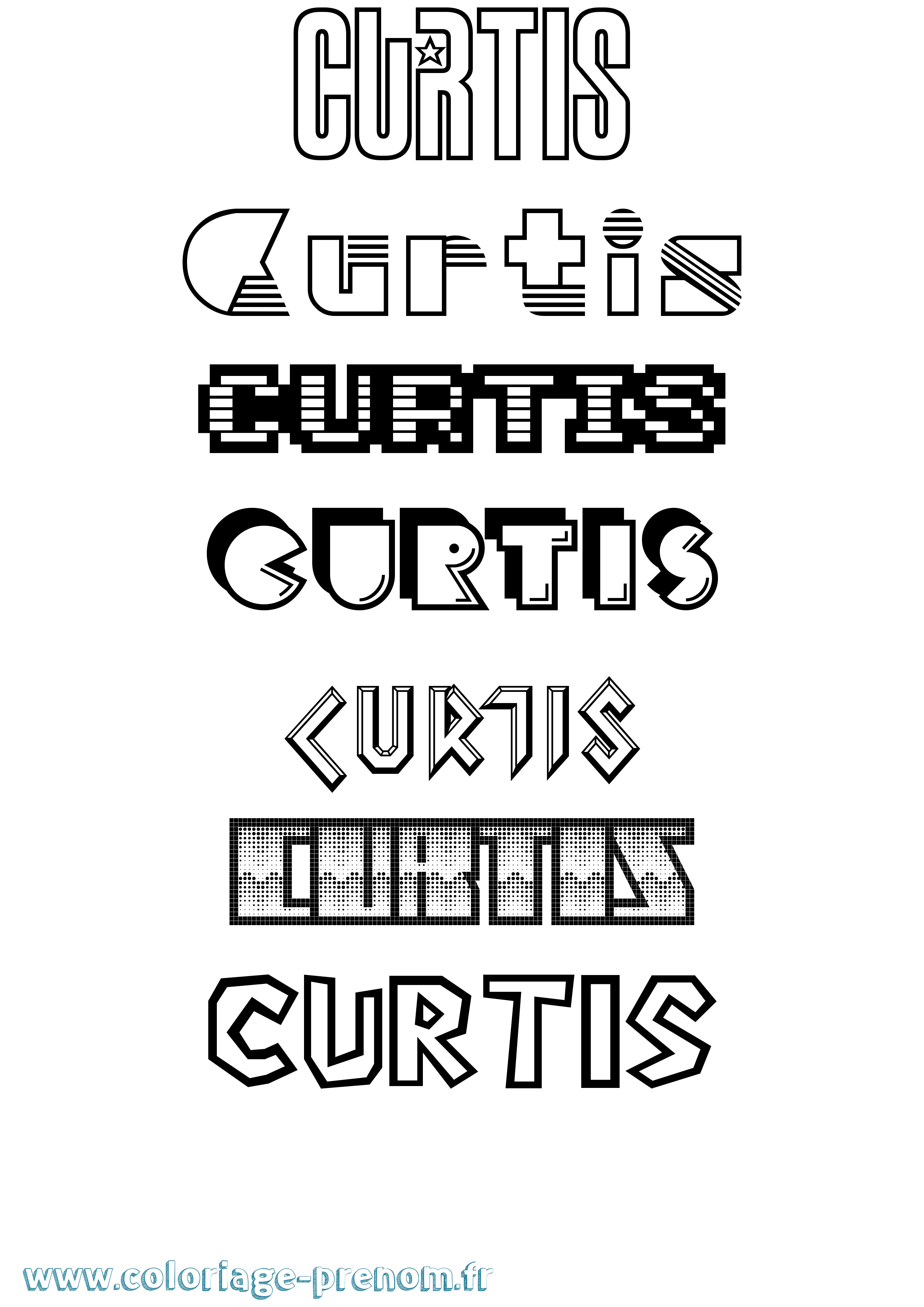 Coloriage prénom Curtis Jeux Vidéos