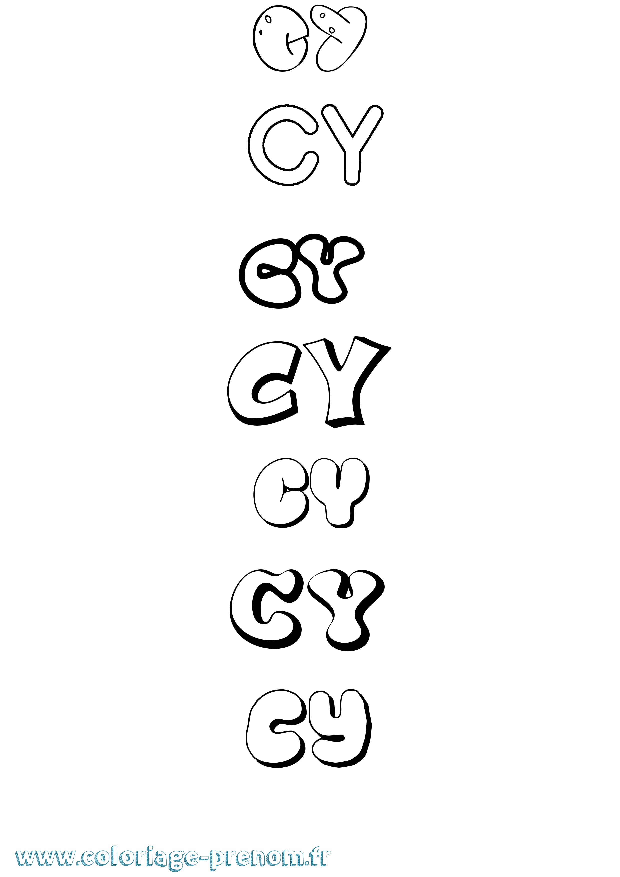 Coloriage Cy Bubble Coloriage prénom Cy Bubble