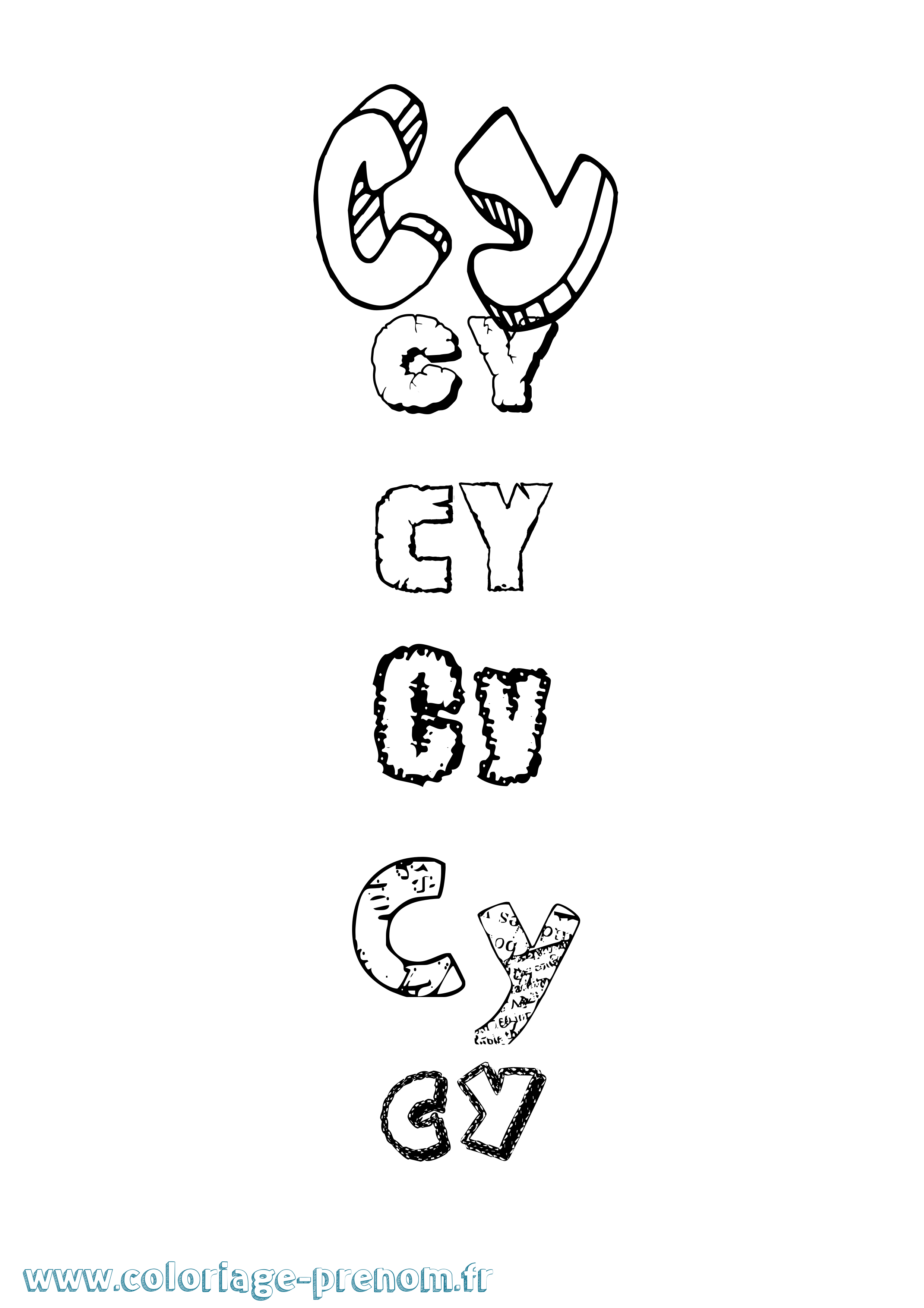 Coloriage Cy Destructuré Coloriage prénom Cy Destructuré